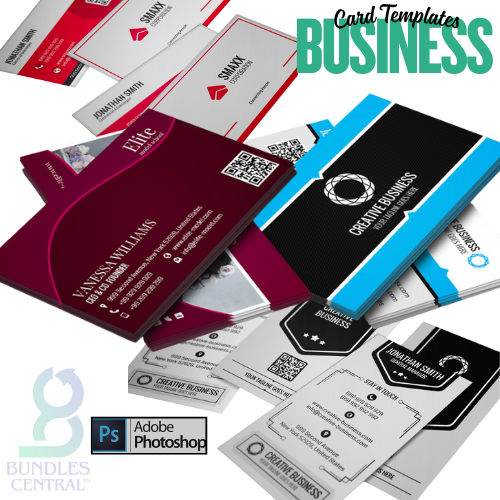 A collection of various business card designs, showcasing different colors, fonts, and layouts, indicating customization options for business card templates.