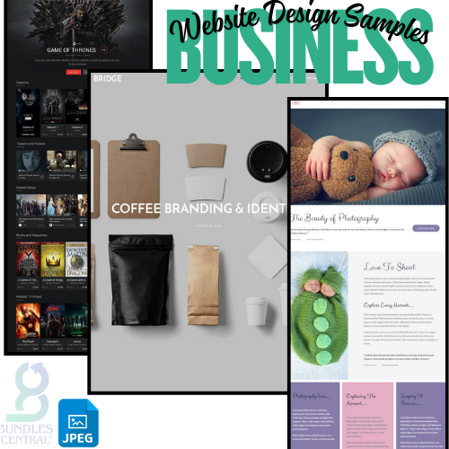 A collection of various website design samples showcasing different website layouts, branding elements, and general visual design for inspiration.