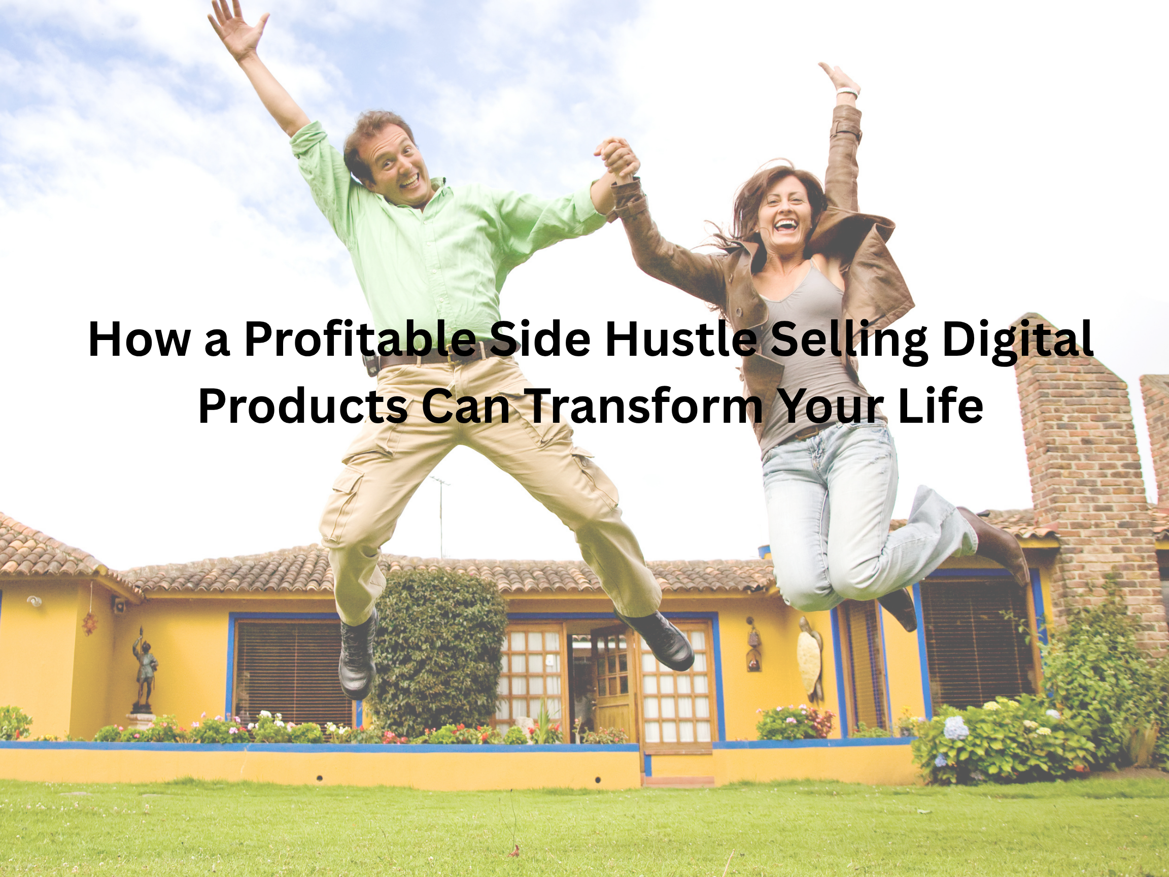 A couple, named Boris and Doris, jumping in happiness as their lives transformed by their side hustle business of selling digital products through Bundles Central website.