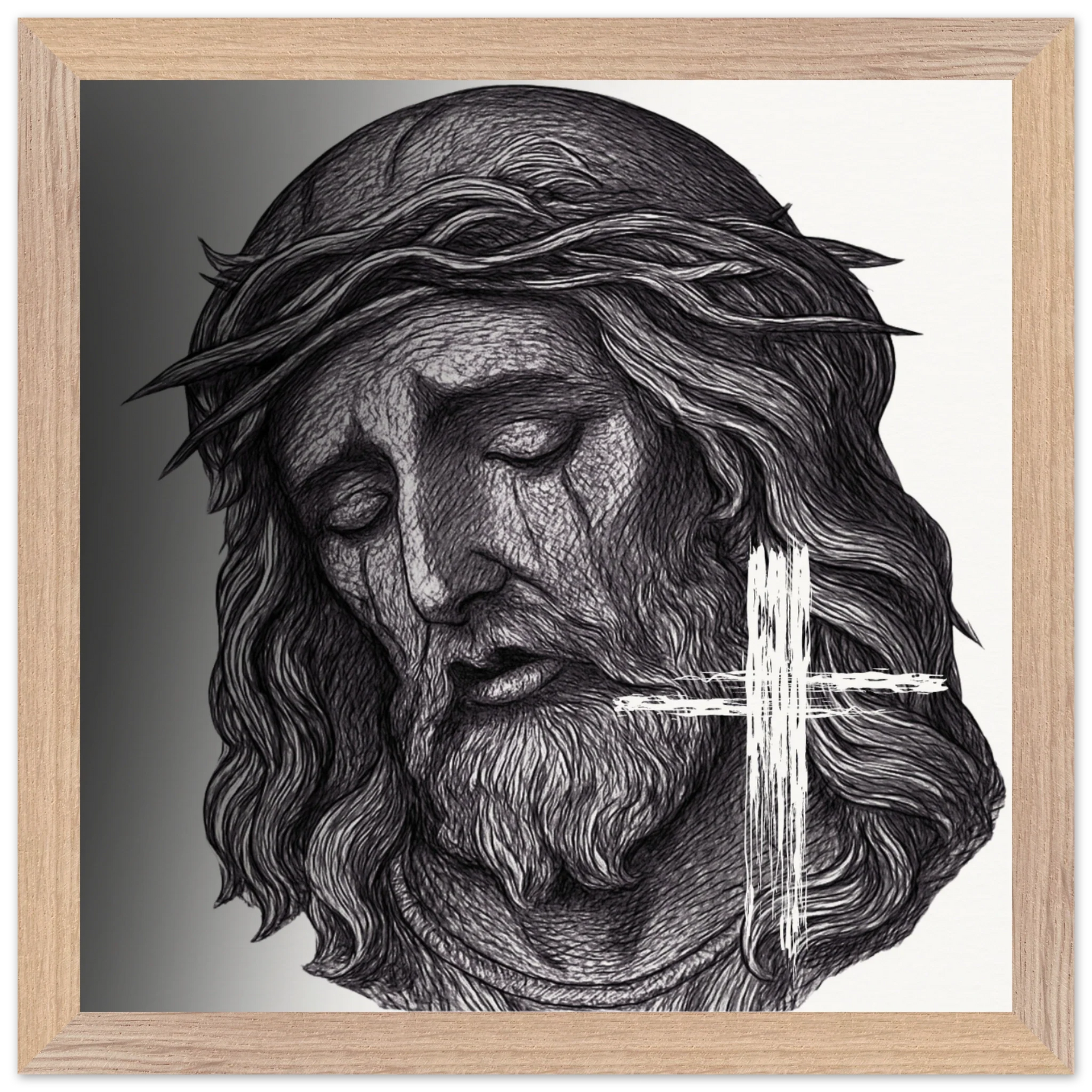 Wall Art Premium Wooden Framed Poster With Museum-Quality Matte Paper (Jesus is King) - 30x30 cm / 12x12″ / Wood frame