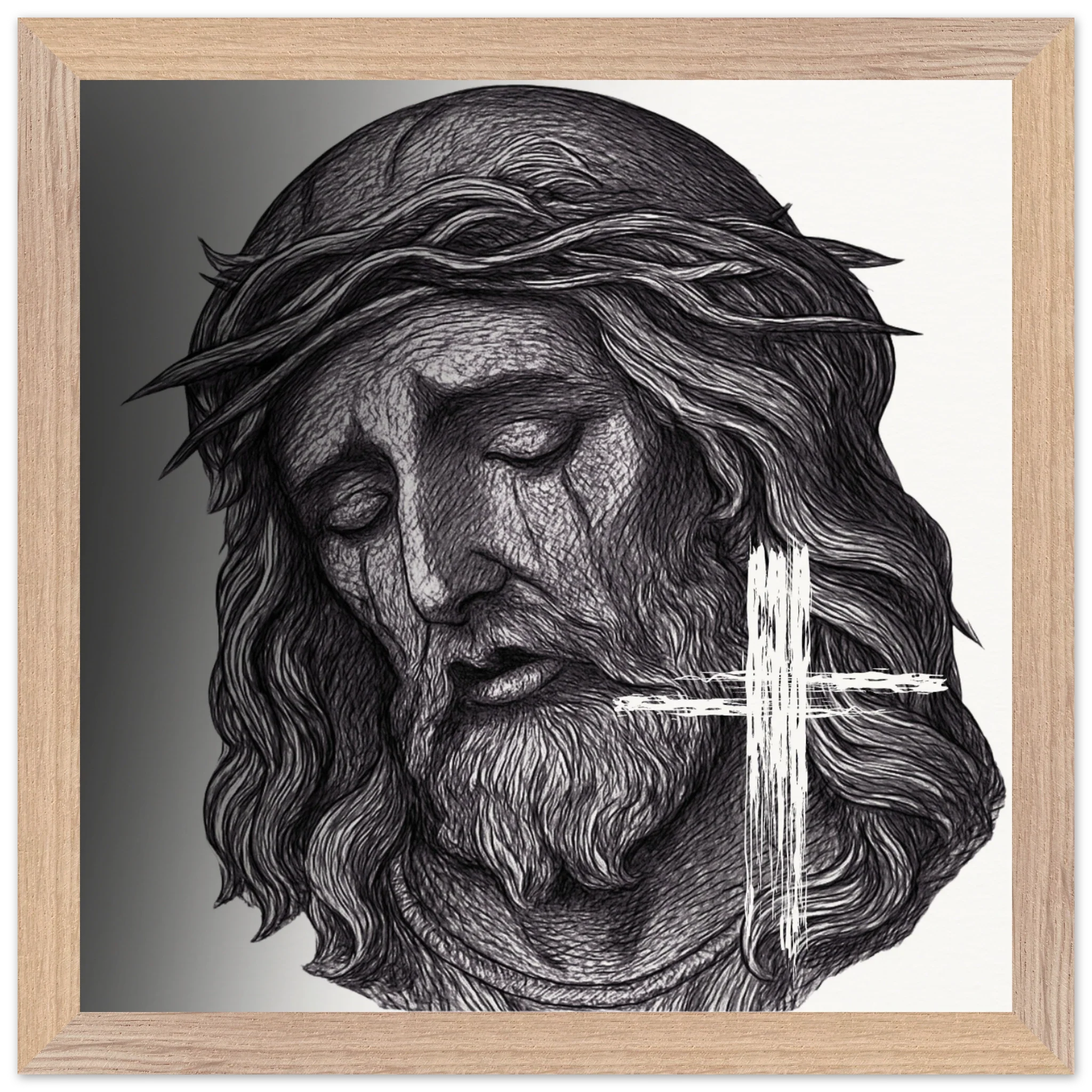 Wall Art Premium Wooden Framed Poster With Museum-Quality Matte Paper (Jesus is King) - 30x30 cm / 12x12″ / Wood frame