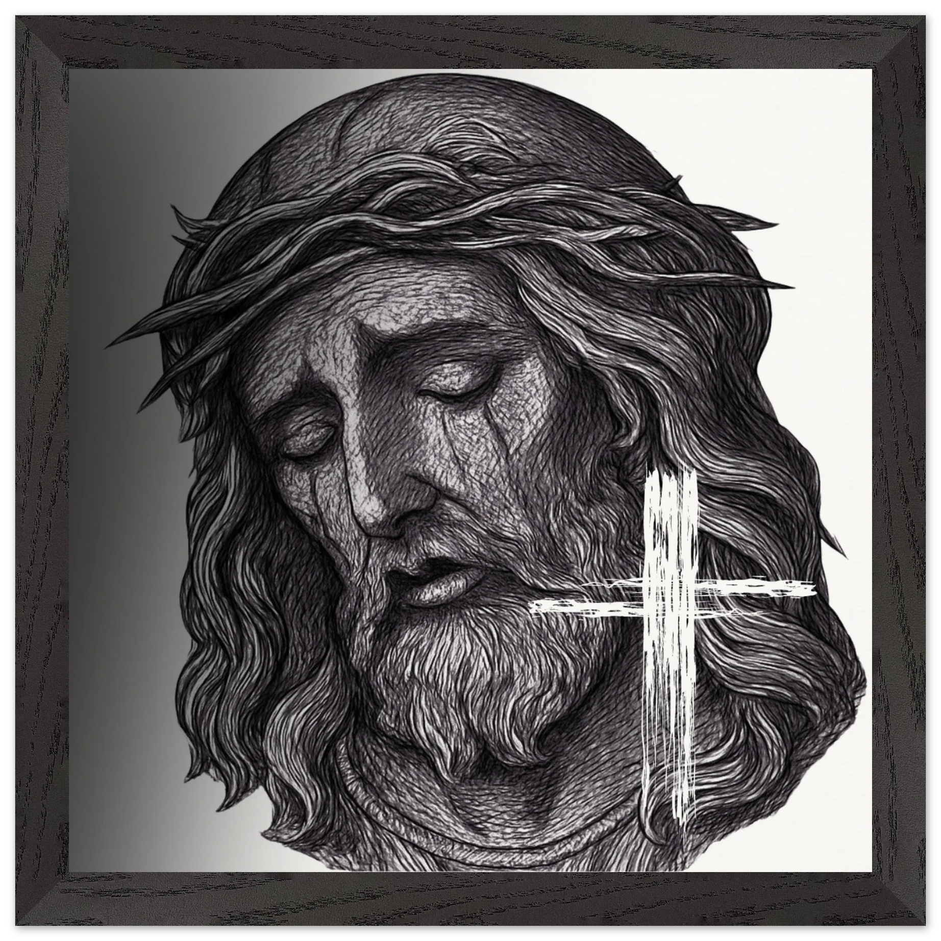 Wall Art Premium Wooden Framed Poster With Museum-Quality Matte Paper (Jesus is King) - 30x30 cm / 12x12″ / Black frame