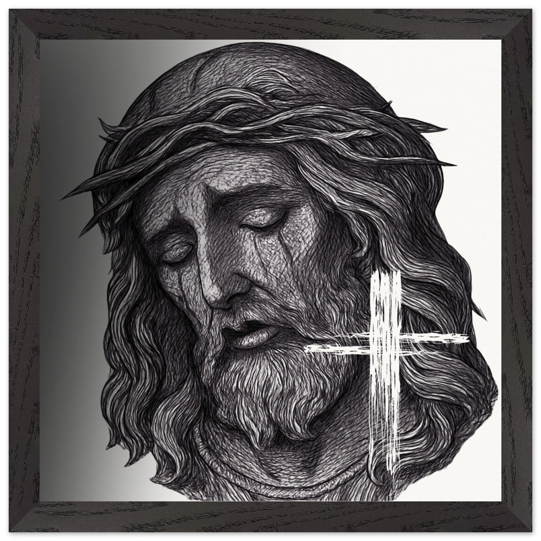 Wall Art Premium Wooden Framed Poster With Museum-Quality Matte Paper (Jesus is King) - 30x30 cm / 12x12″ / Black frame