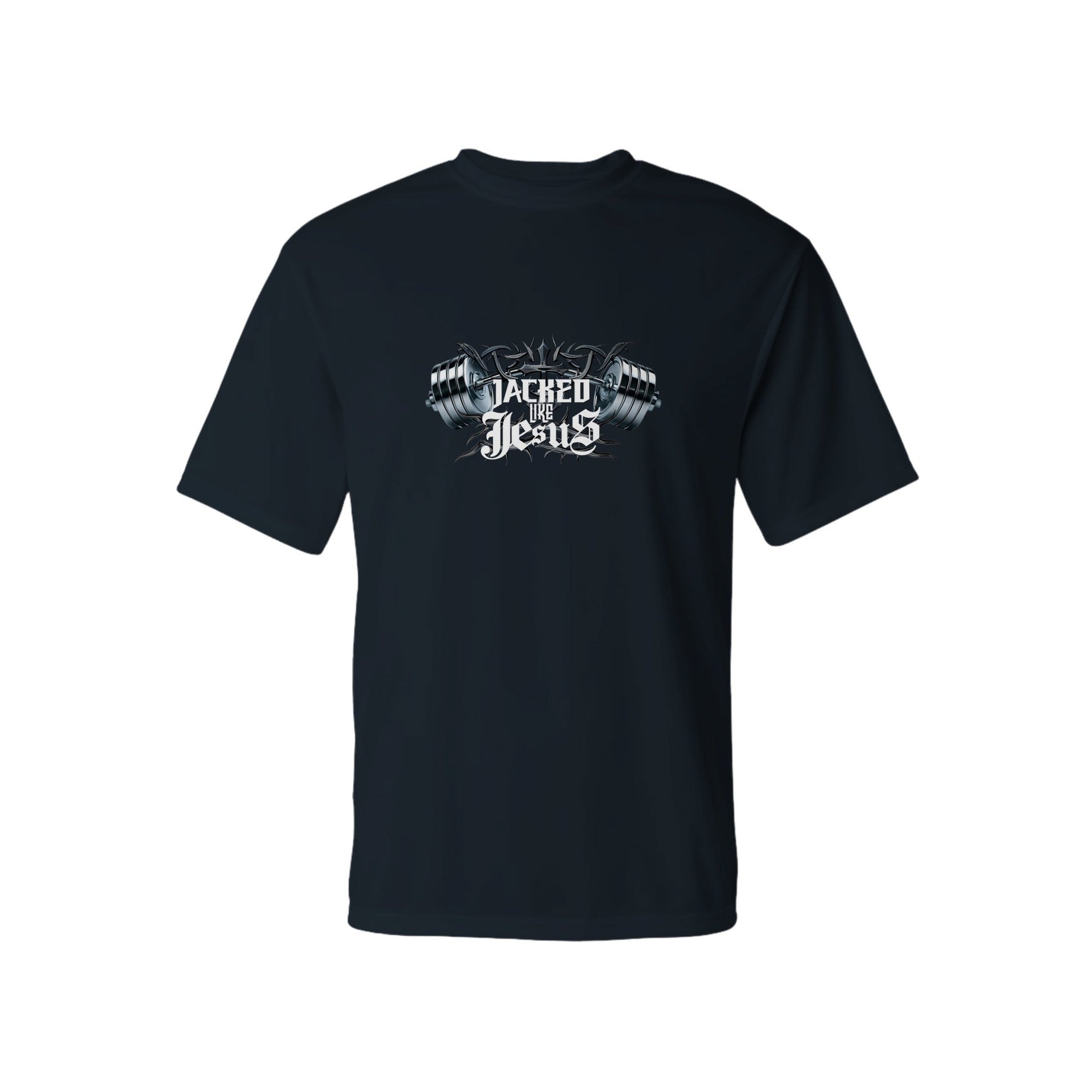 Men’s Performance T-Shirt - Dark (Jacked Like Jesus) - graphite / XS - Print Material