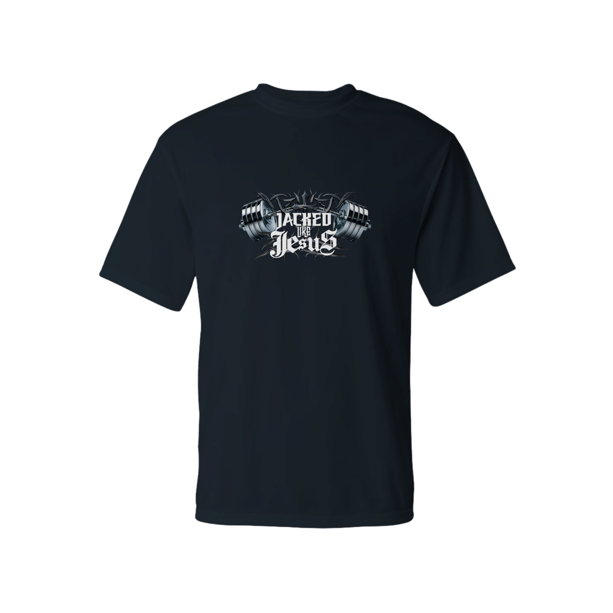 Men’s Performance T-Shirt - Dark (Jacked Like Jesus) - graphite / XS - Print Material
