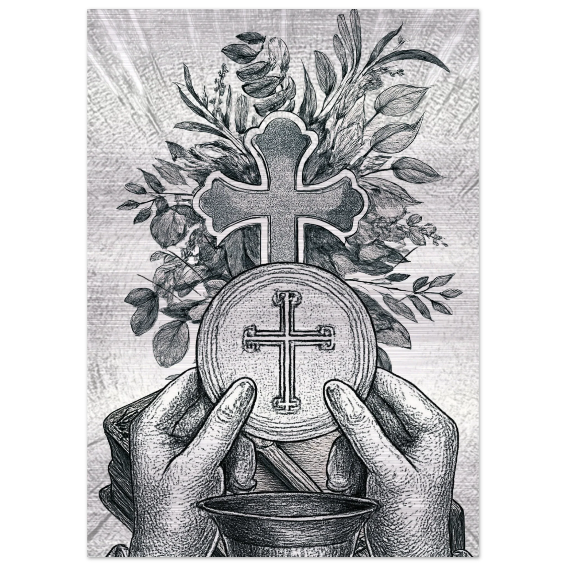 Wall Art Brushed Aluminum Print (Divine Communion) - 50x70 cm / 20x28″ - Material
