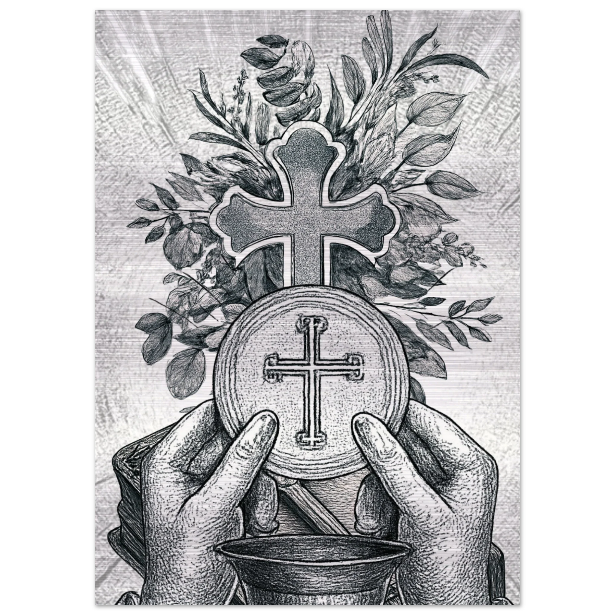 Wall Art Brushed Aluminum Print (Divine Communion) - 50x70 cm / 20x28″ - Material
