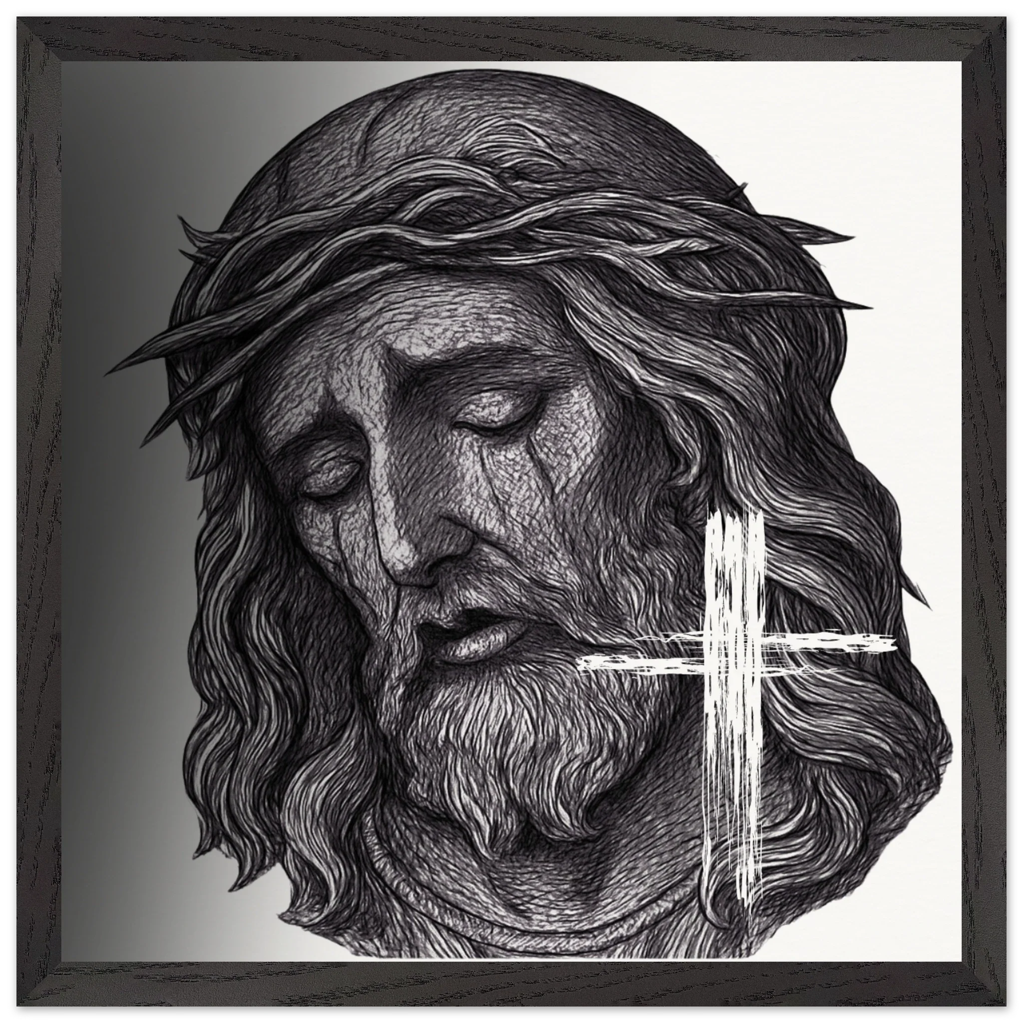 Wall Art Premium Wooden Framed Poster With Museum-Quality Matte Paper (Jesus is King) - 40x40 cm / 16x16″ / Black frame