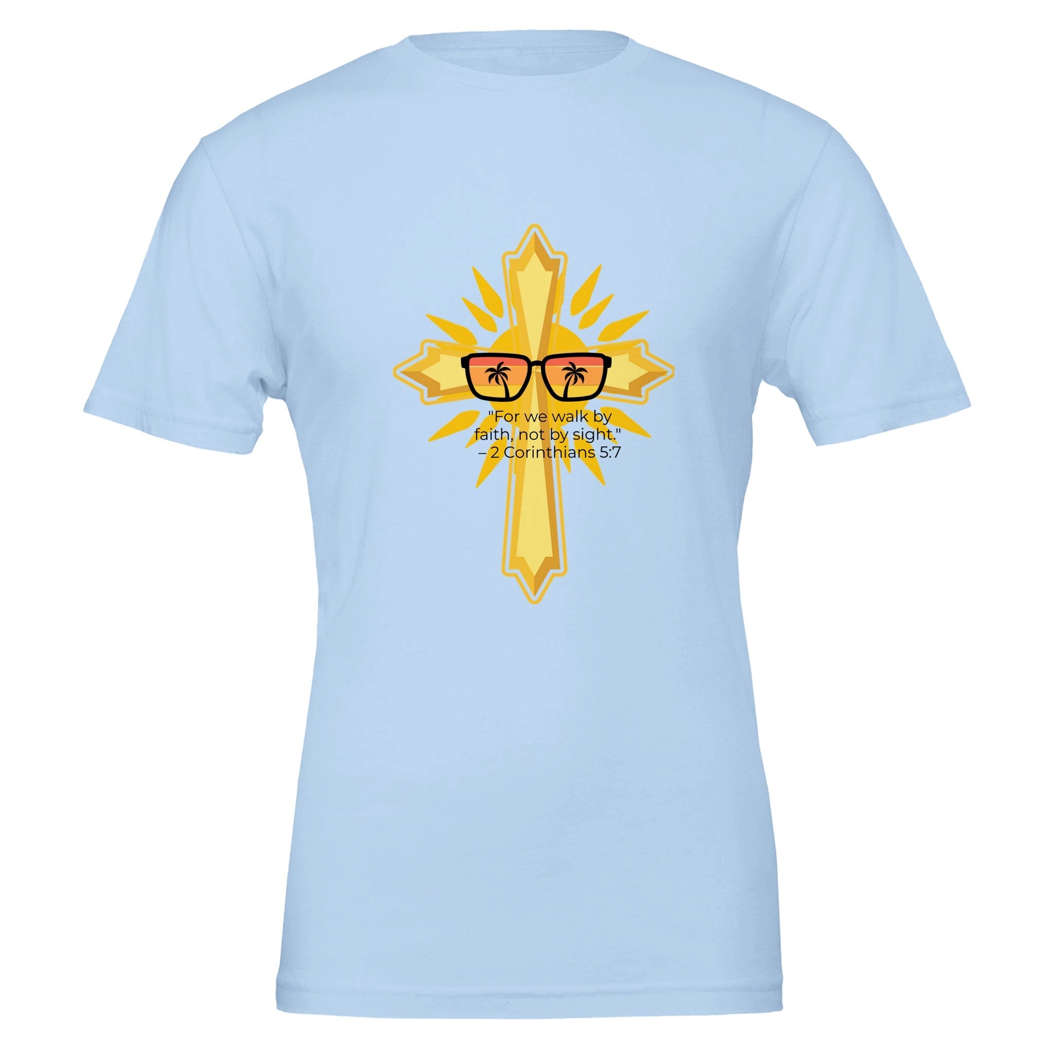 Unisex Premium Crewneck T-shirt - Light (2 Corinthians) - Baby Blue / S - Print Material