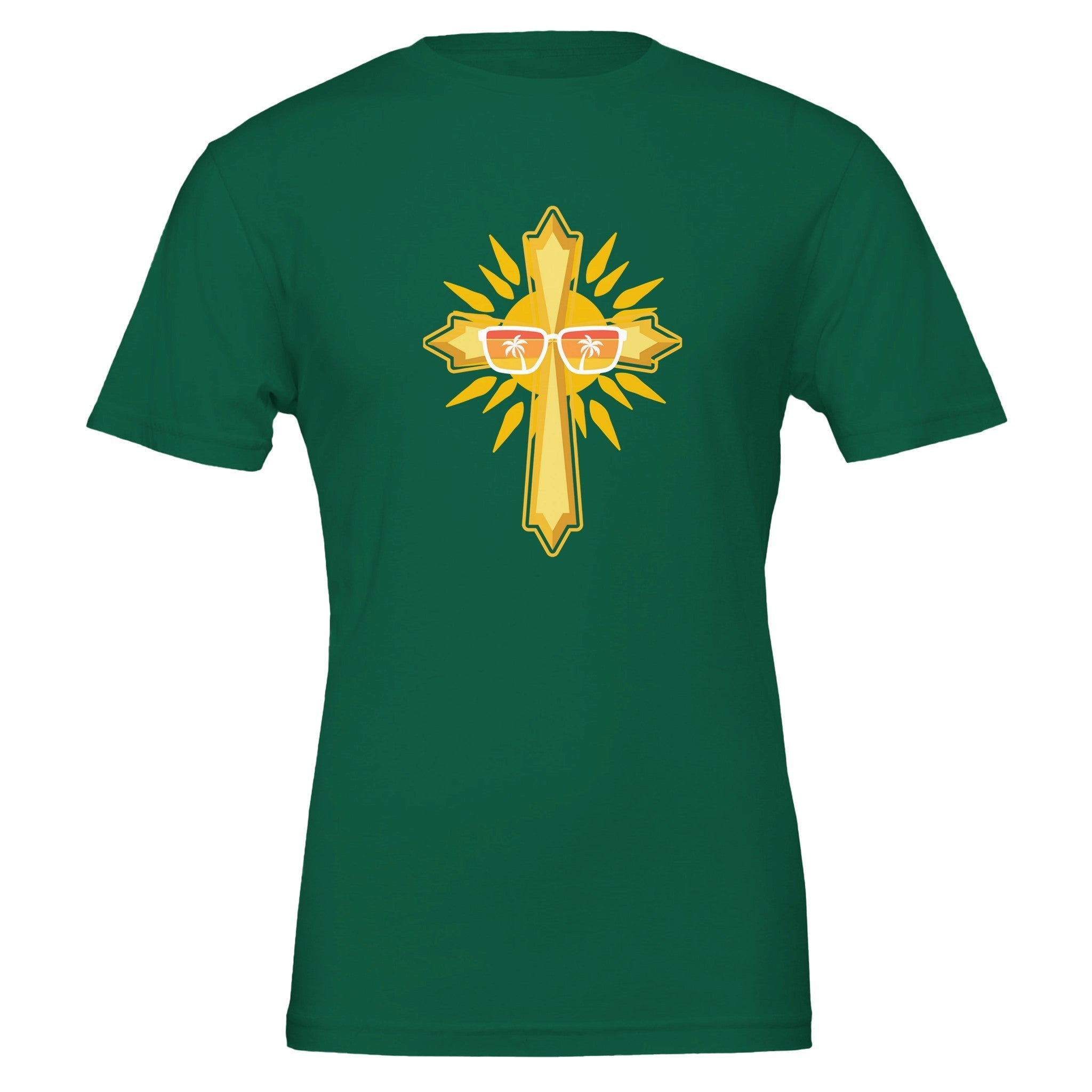 Unisex Premium Crewneck T-shirt - Dark (2 Corinthians) - Evergreen / S - Print Material