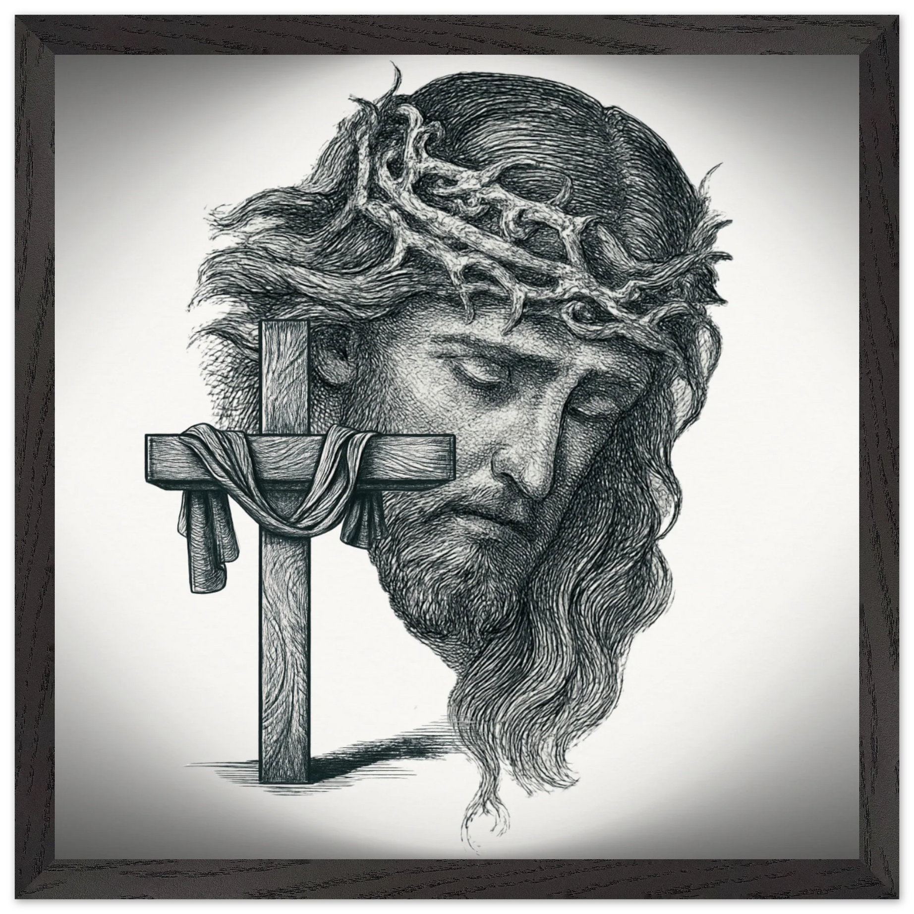 Wall Art Premium Wooden Framed Poster With Museum-Quality Matte Paper (Christ the Redeemer) - 40x40 cm / 16x16″ - Print