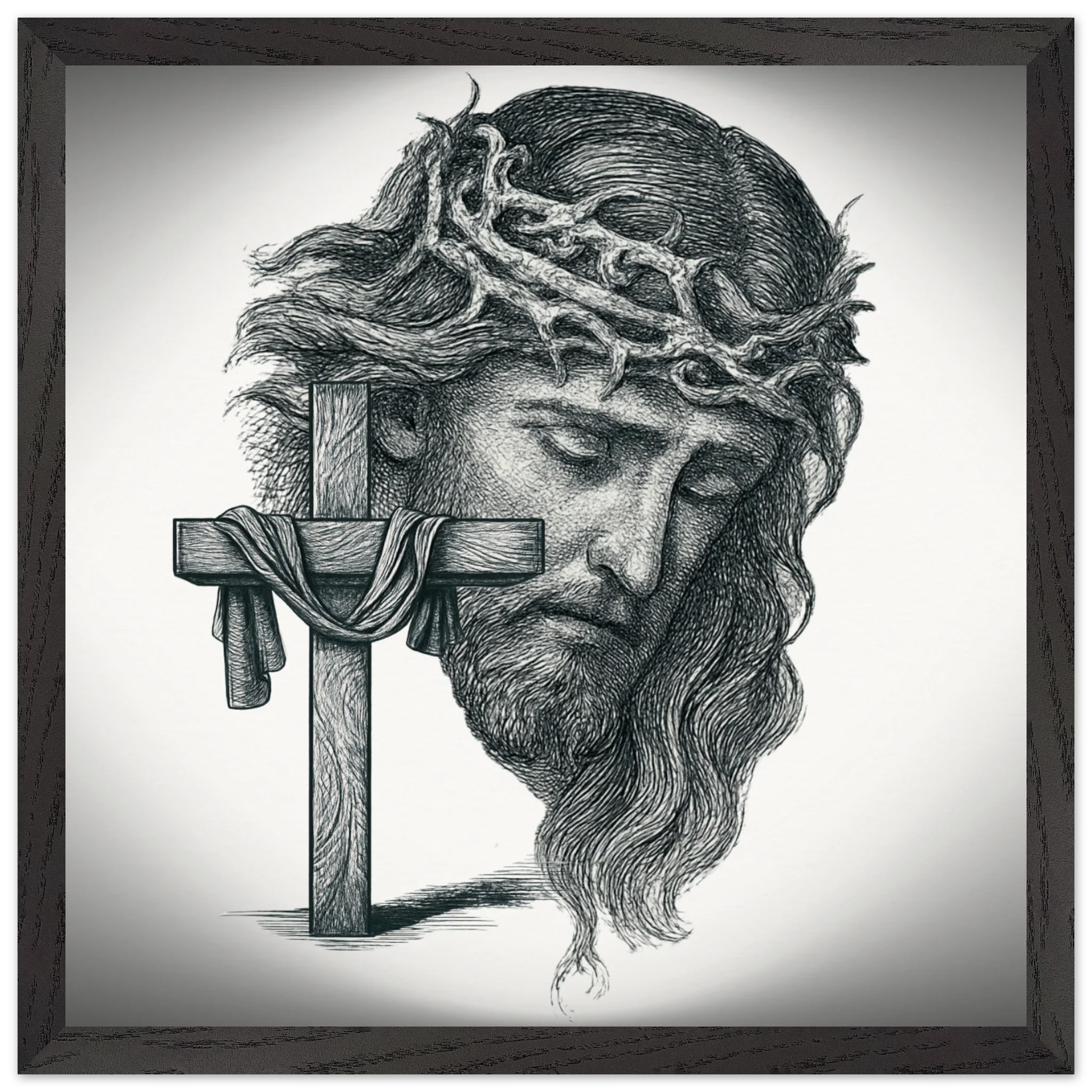 Wall Art Premium Wooden Framed Poster With Museum-Quality Matte Paper (Christ the Redeemer) - 40x40 cm / 16x16″ - Print