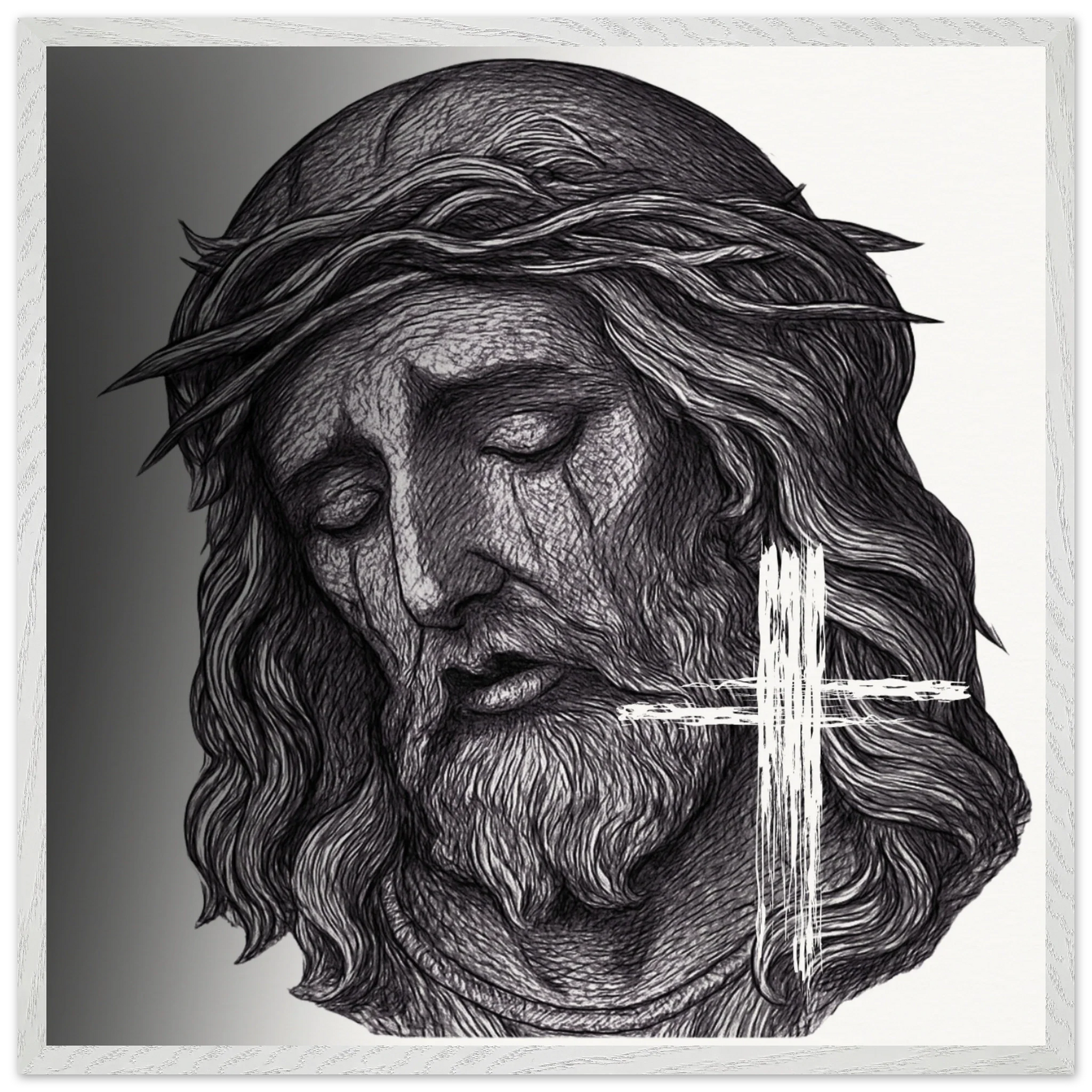 Wall Art Premium Wooden Framed Poster With Museum-Quality Matte Paper (Jesus is King) - 70x70 cm / 28x28″ / White frame