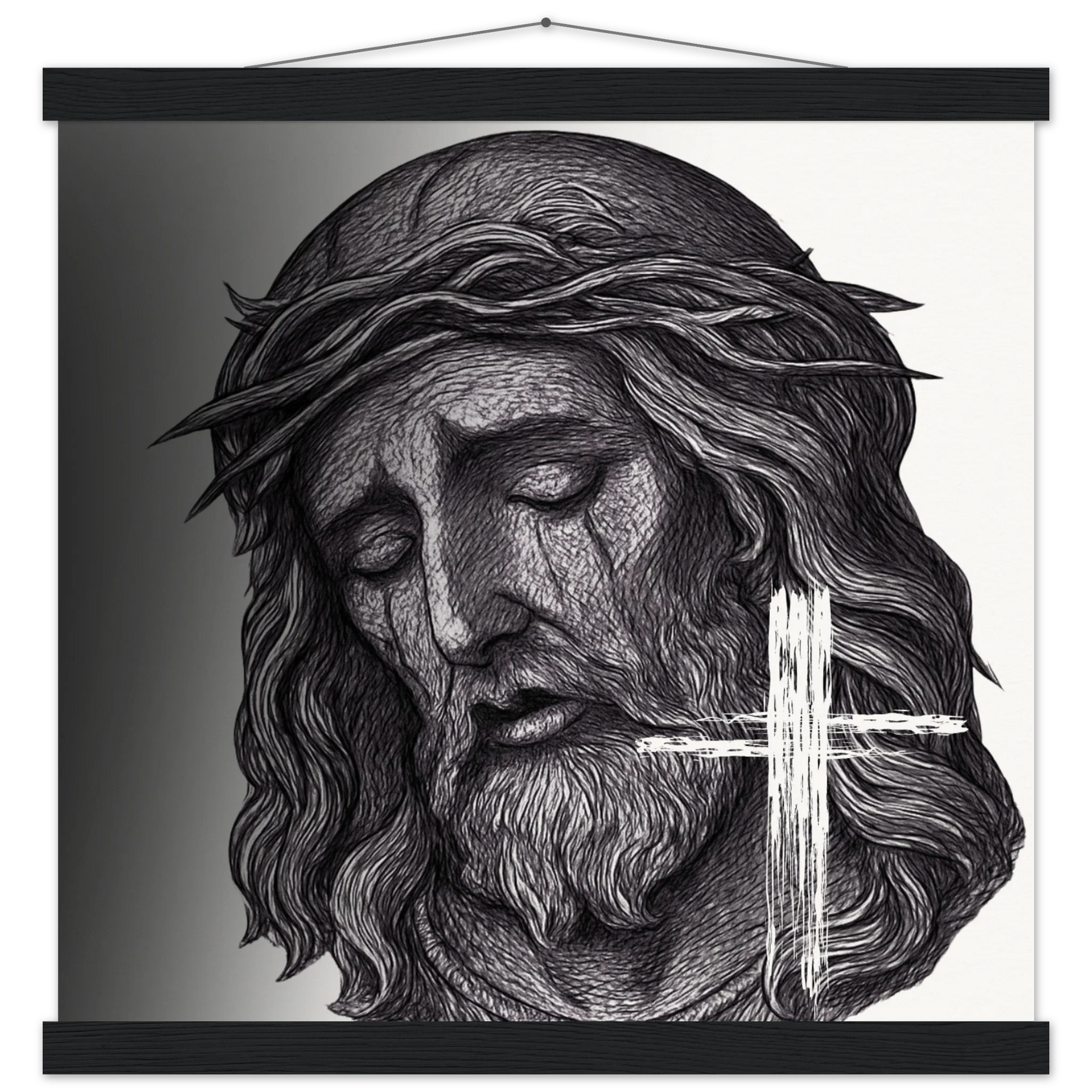 Wall Art Museum-Quality Matte Paper Poster with Hanger (Jesus is King) - 40x40 cm / 16x16″ / Black wall hanger - Print