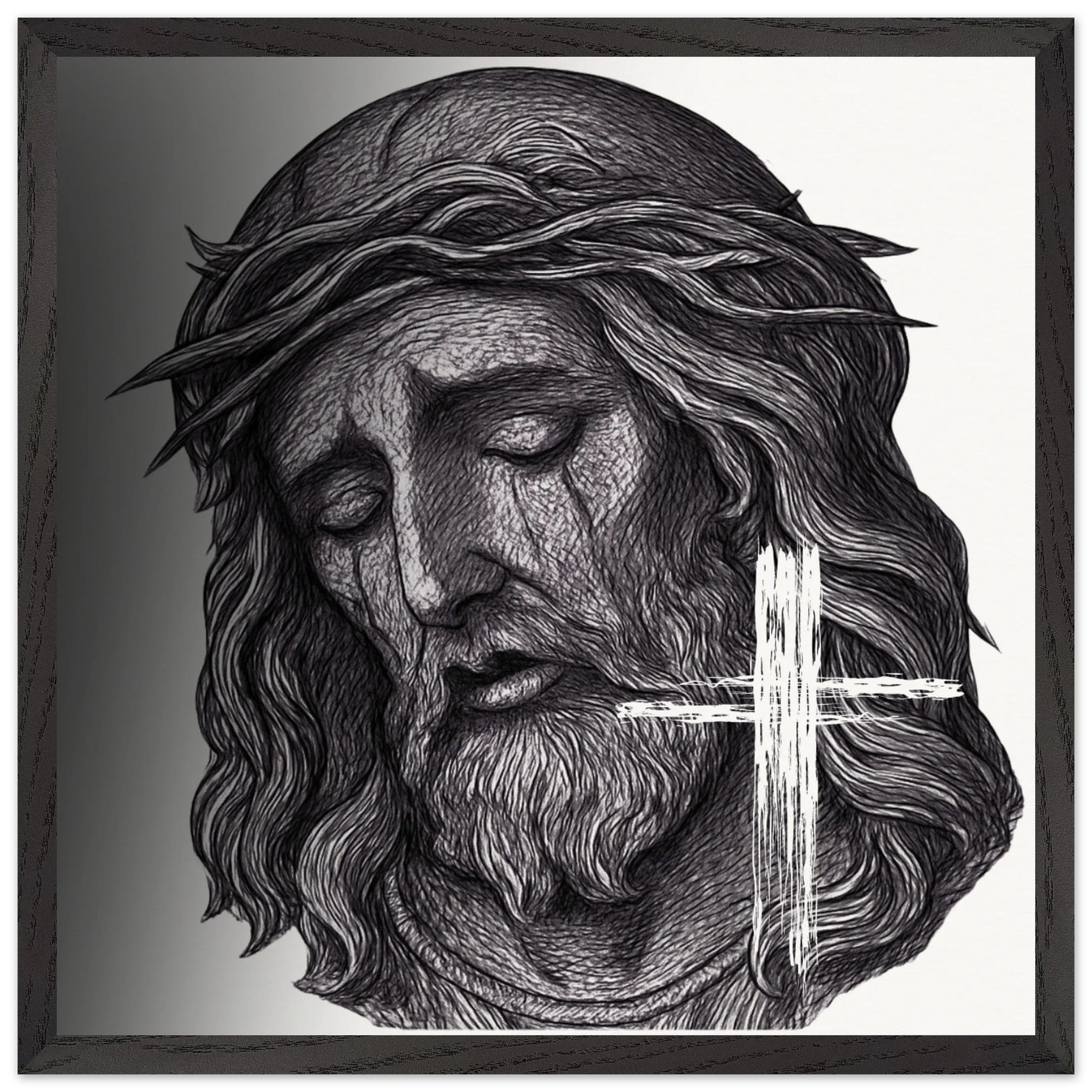 Wall Art Premium Wooden Framed Poster With Museum-Quality Matte Paper (Jesus is King) - 50x50 cm / 20x20″ / Black frame