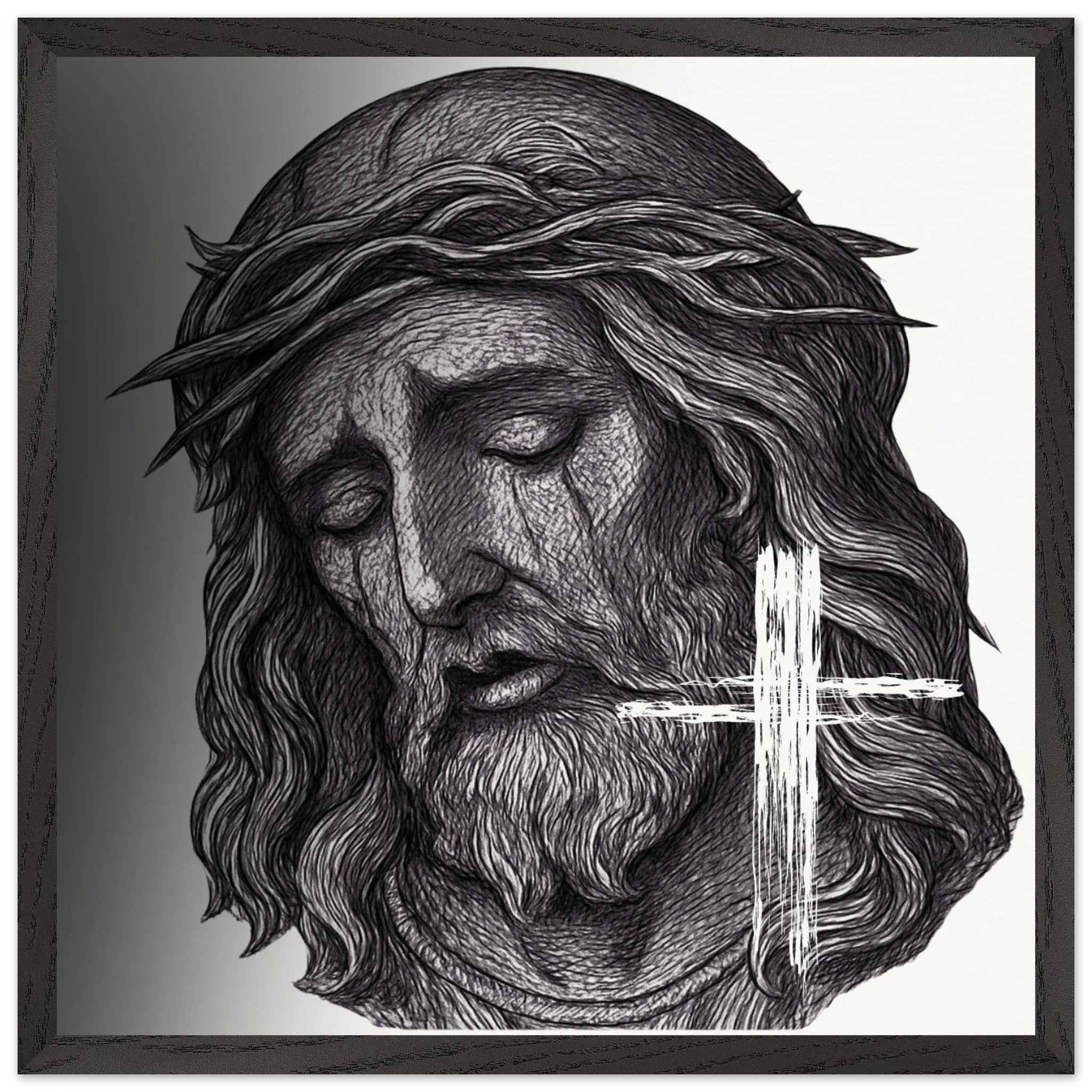 Wall Art Premium Wooden Framed Poster With Museum-Quality Matte Paper (Jesus is King) - 50x50 cm / 20x20″ / Black frame