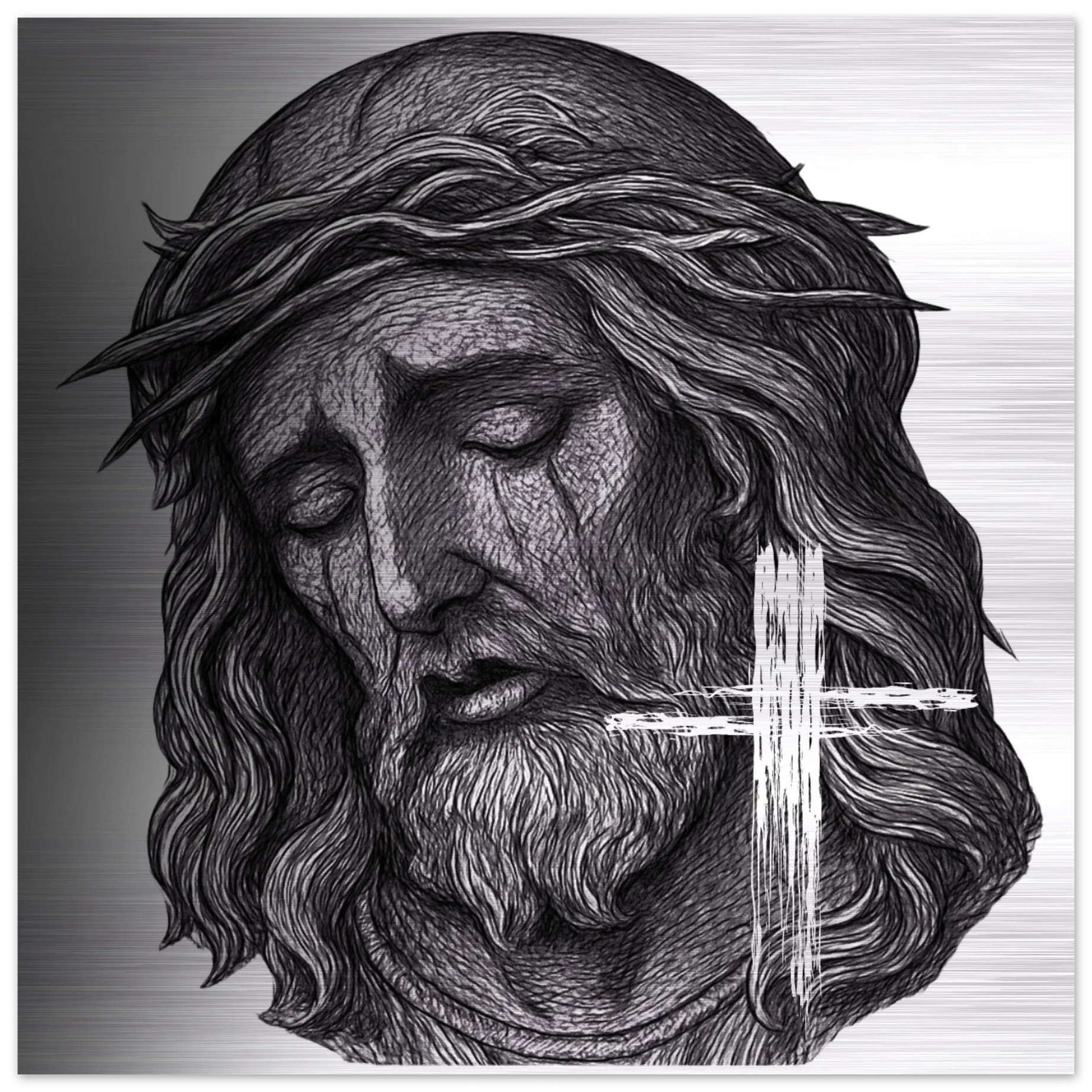 Wall Art Brushed Aluminum Print (Jesus is King) - 60x60 cm / 24x24″ - Material