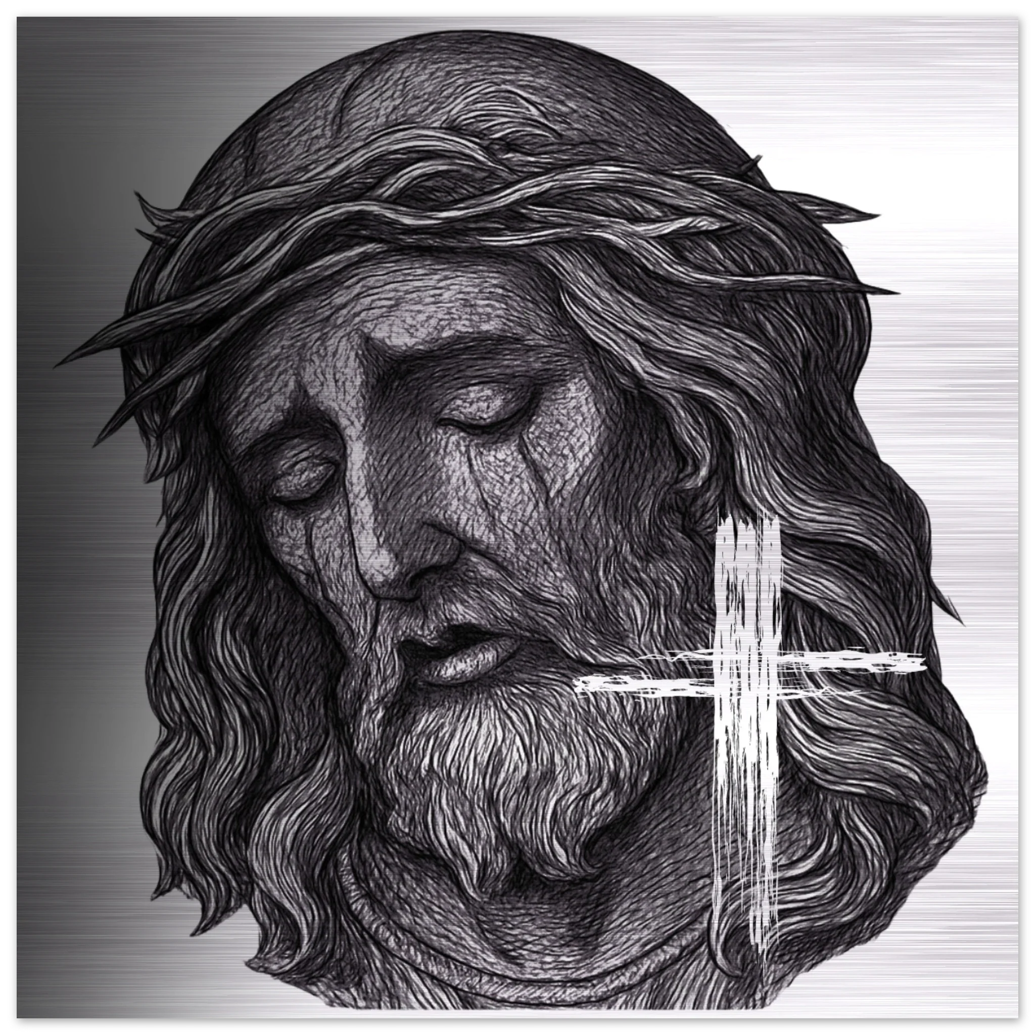 Wall Art Brushed Aluminum Print (Jesus is King) - 60x60 cm / 24x24″ - Material