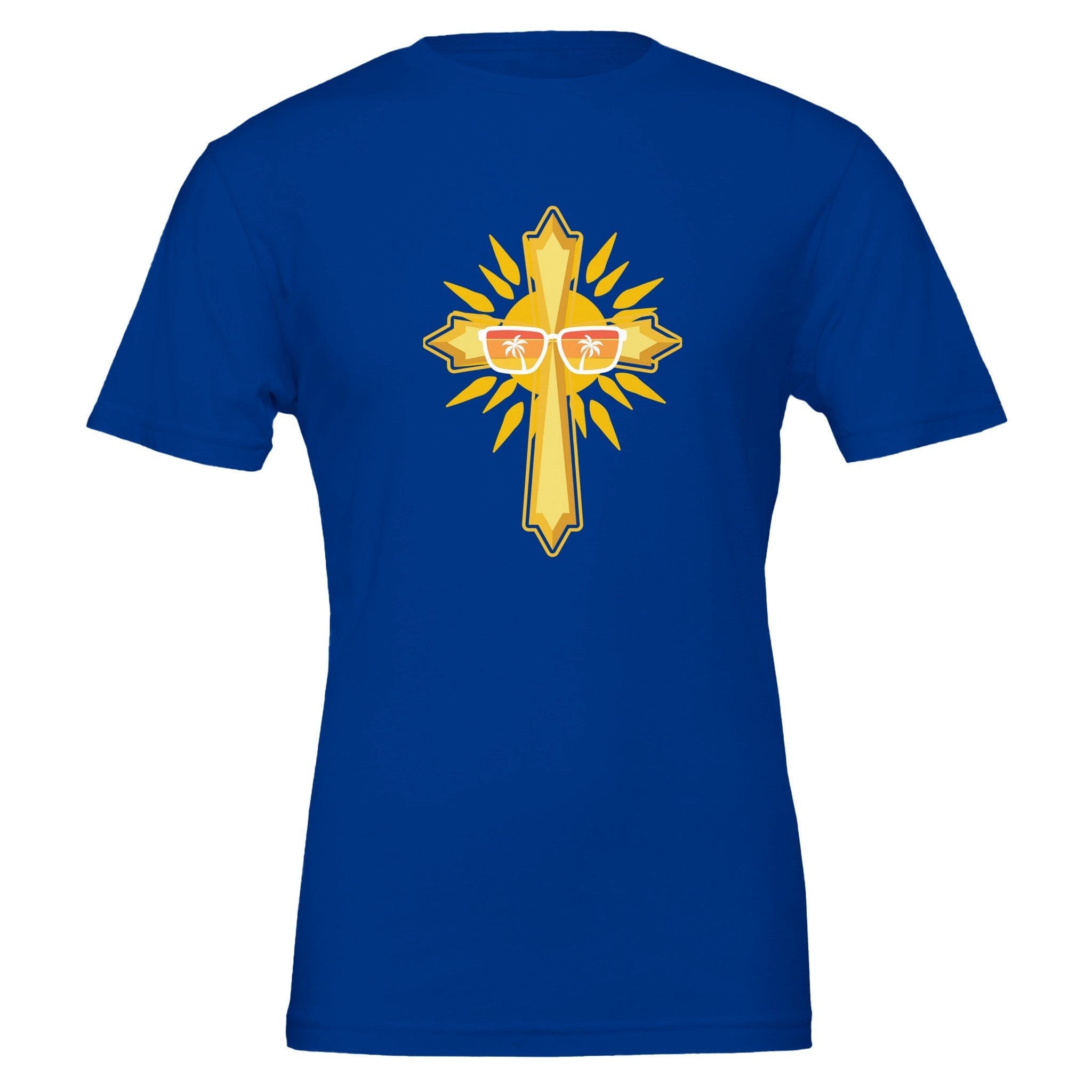 Unisex Premium Crewneck T-shirt - Dark (2 Corinthians) - True Royal / S - Print Material