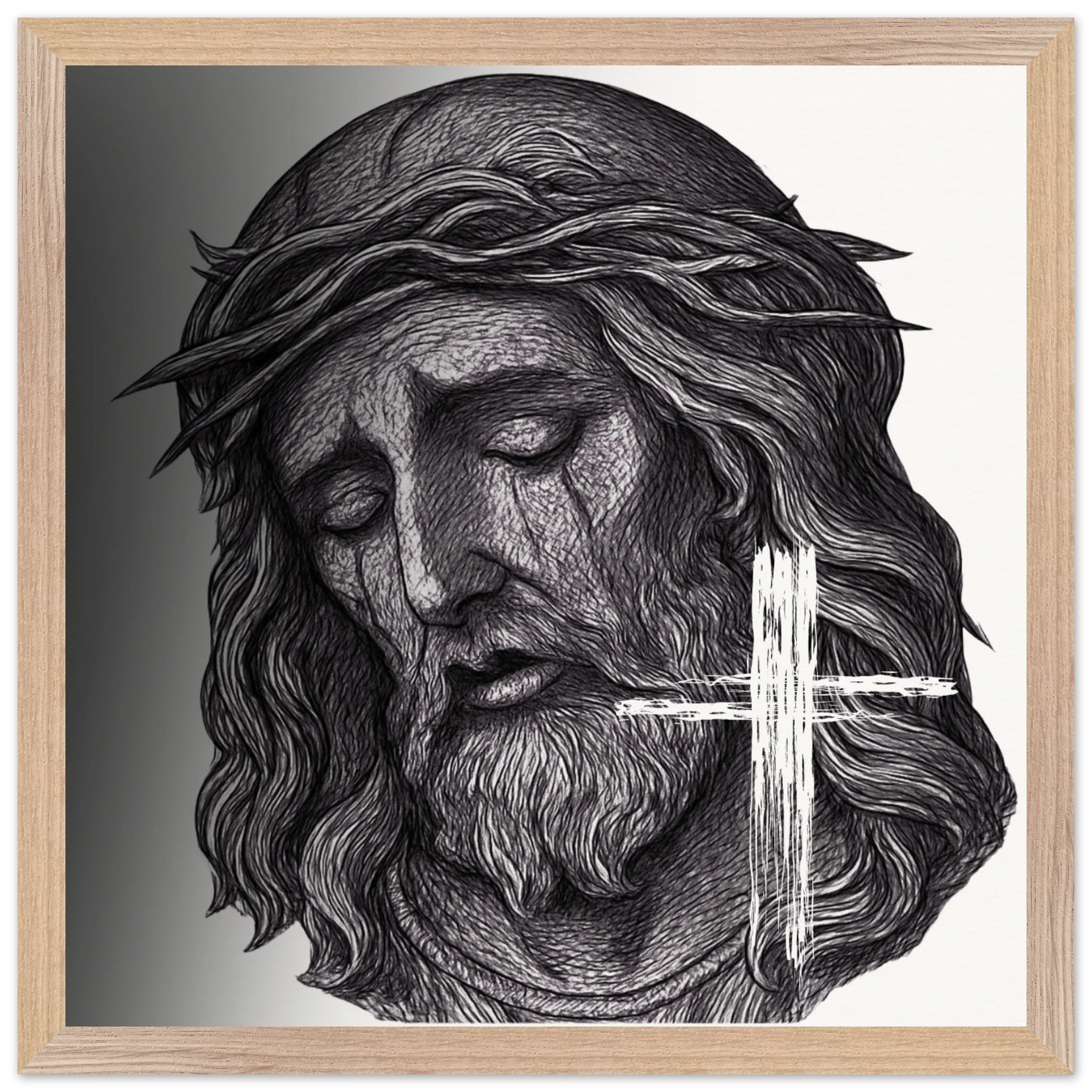 Wall Art Premium Wooden Framed Poster With Museum-Quality Matte Paper (Jesus is King) - 40x40 cm / 16x16″ / Wood frame