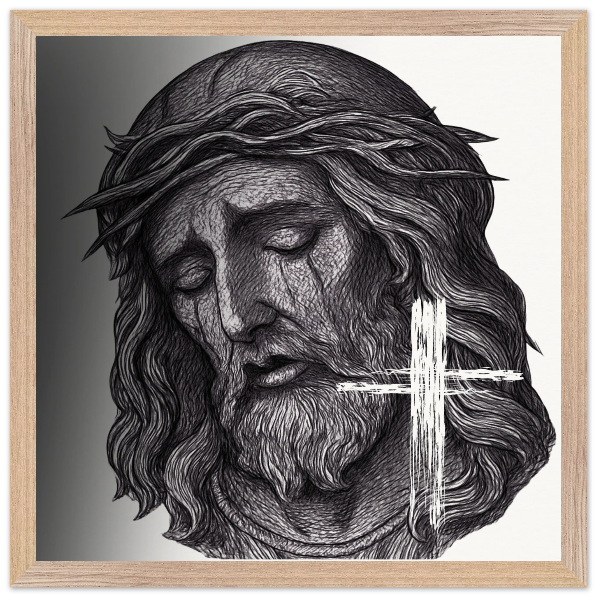 Wall Art Premium Wooden Framed Poster With Museum-Quality Matte Paper (Jesus is King) - 40x40 cm / 16x16″ / Wood frame