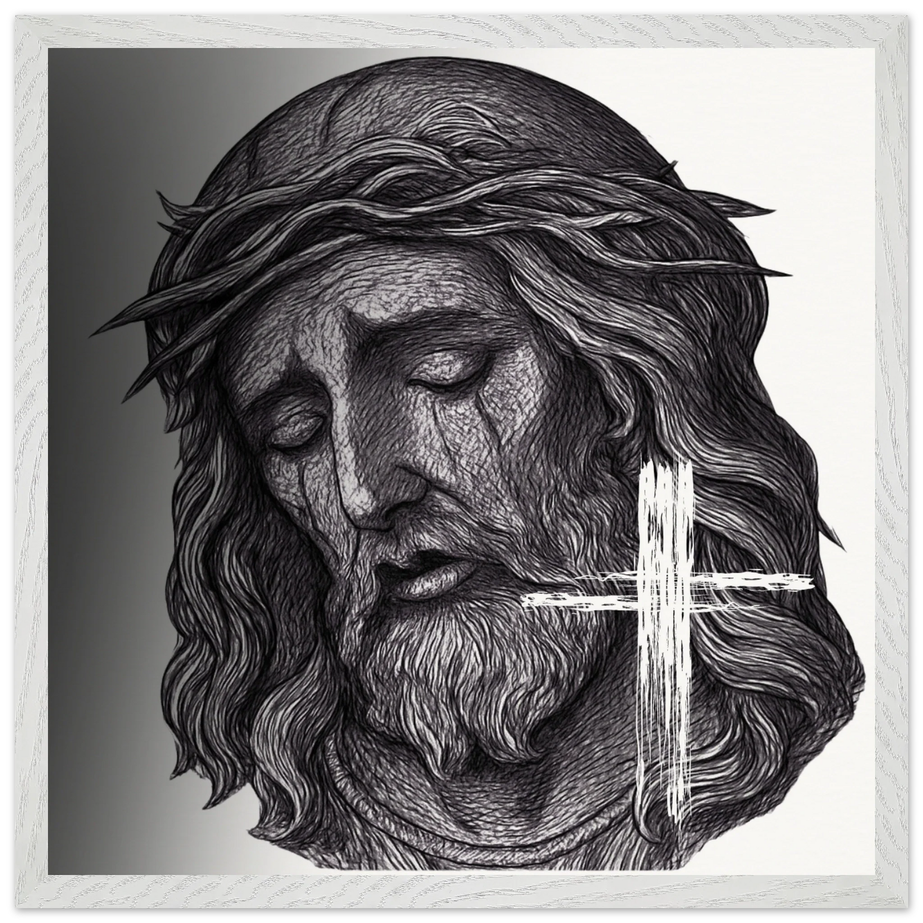Wall Art Premium Wooden Framed Poster With Museum-Quality Matte Paper (Jesus is King) - 50x50 cm / 20x20″ / White frame
