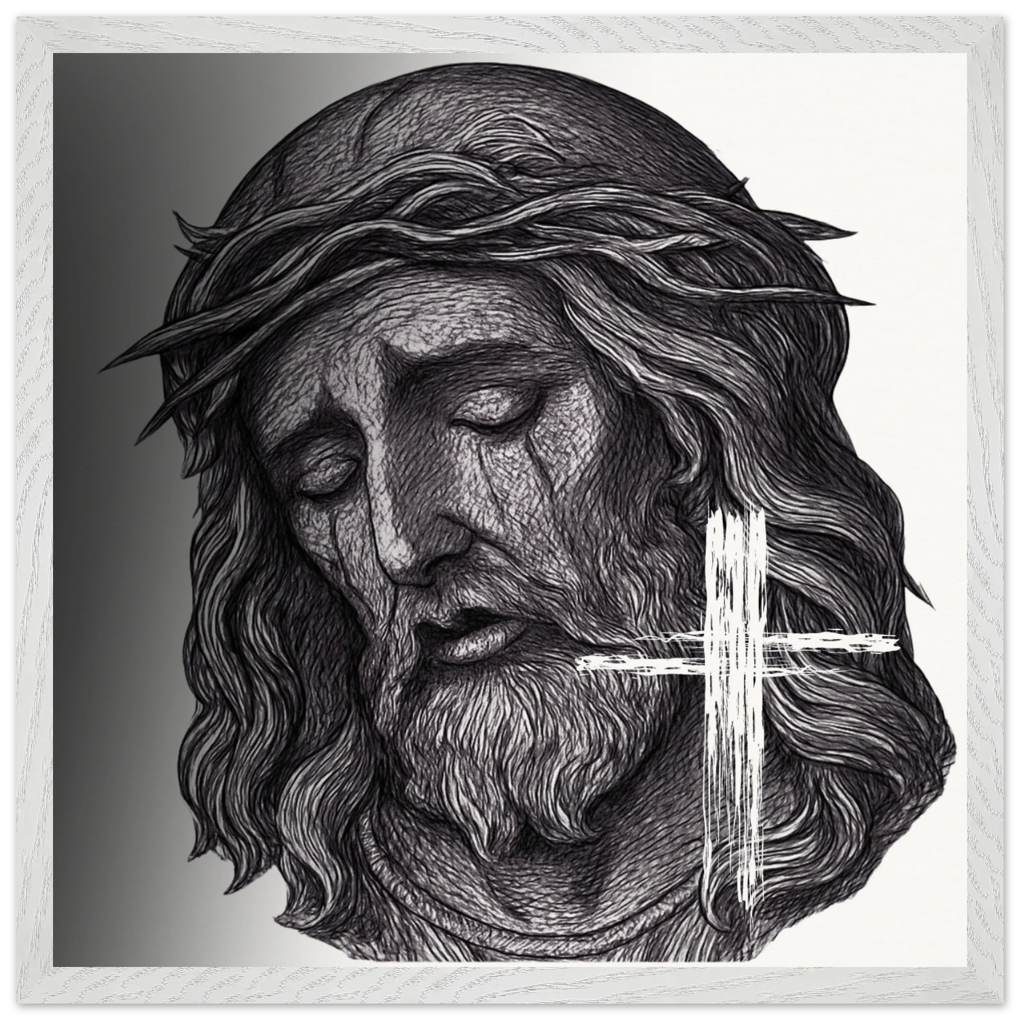 Wall Art Premium Wooden Framed Poster With Museum-Quality Matte Paper (Jesus is King) - 50x50 cm / 20x20″ / White frame