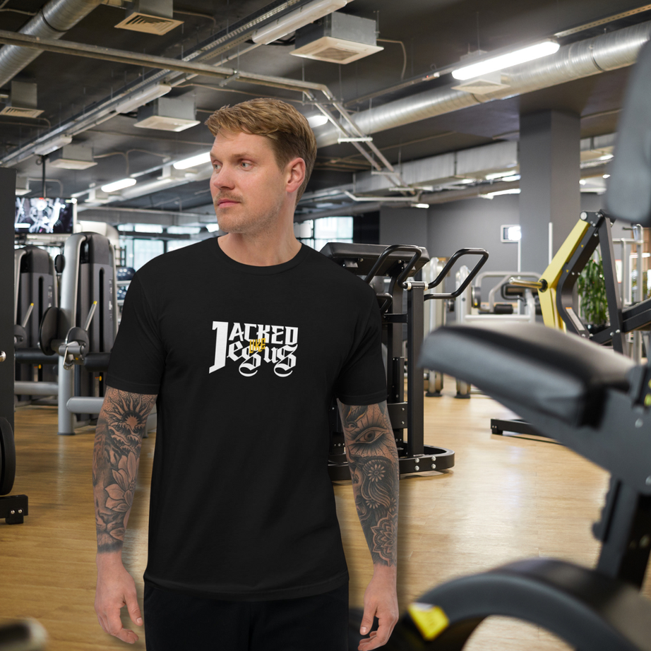 Men's Short Sleeve Fitted T-shirt - Dark (Jacked like Jesus)