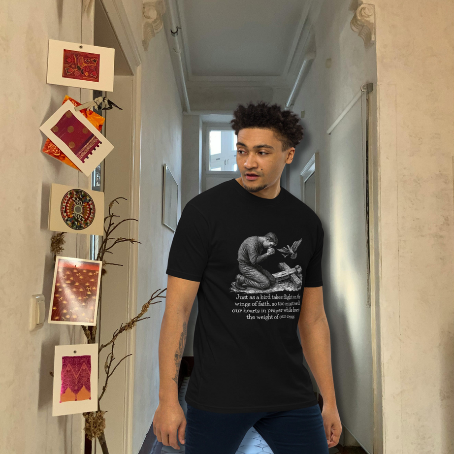 Men’s Premium Heavyweight Tee - Cotton Heritage - Dark (Lift Your Cross)