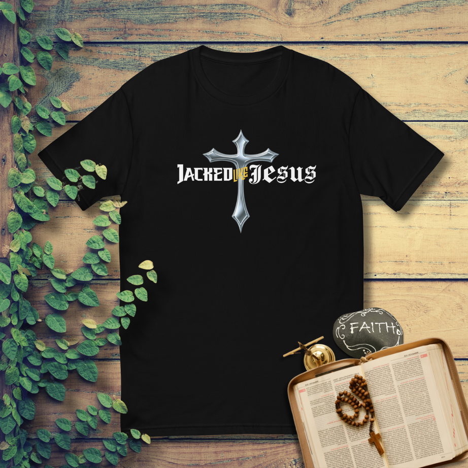 Men's Short Sleeve Fitted T-shirt - Dark (Jacked like Jesus v2)