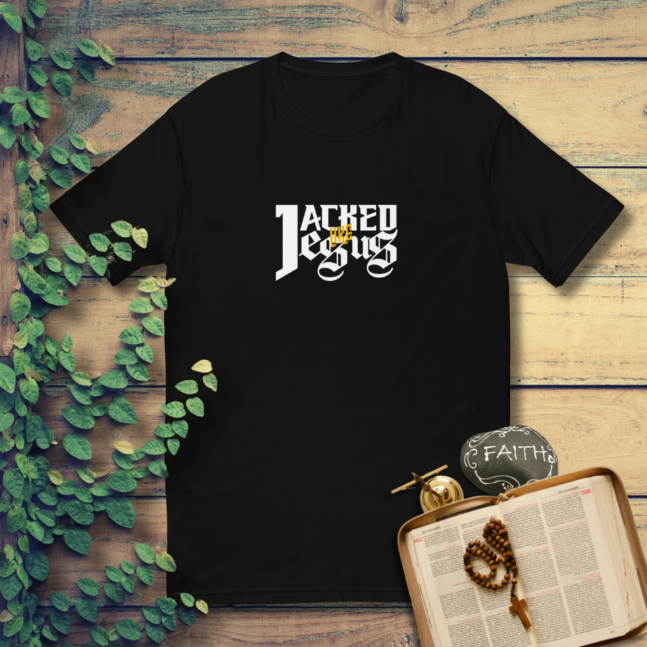 Men's Short Sleeve Fitted T-shirt - Dark (Jacked like Jesus)