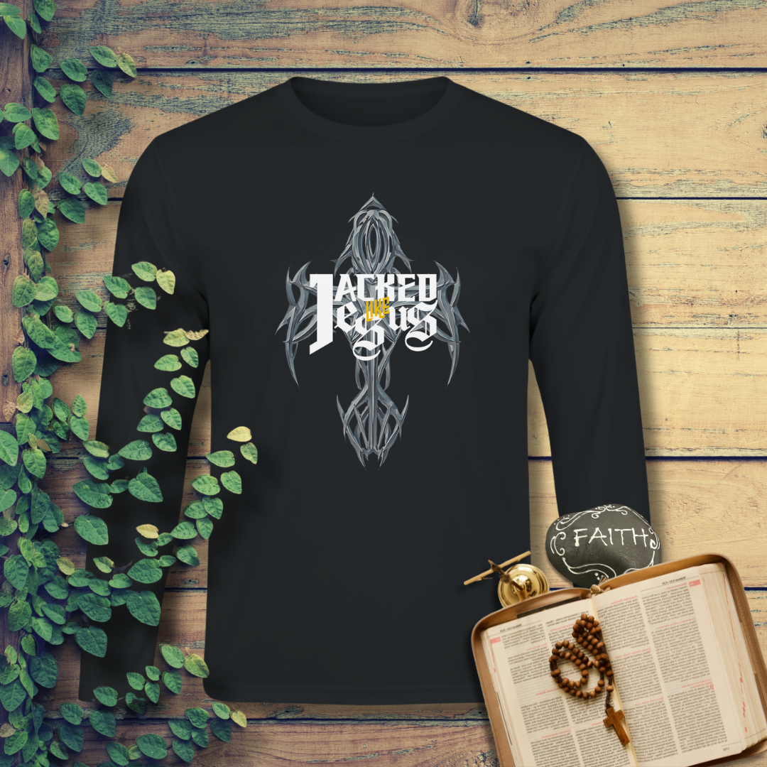 Unisex Performance Long Sleeve T-Shirt - Dark (Jacked like Jesus)