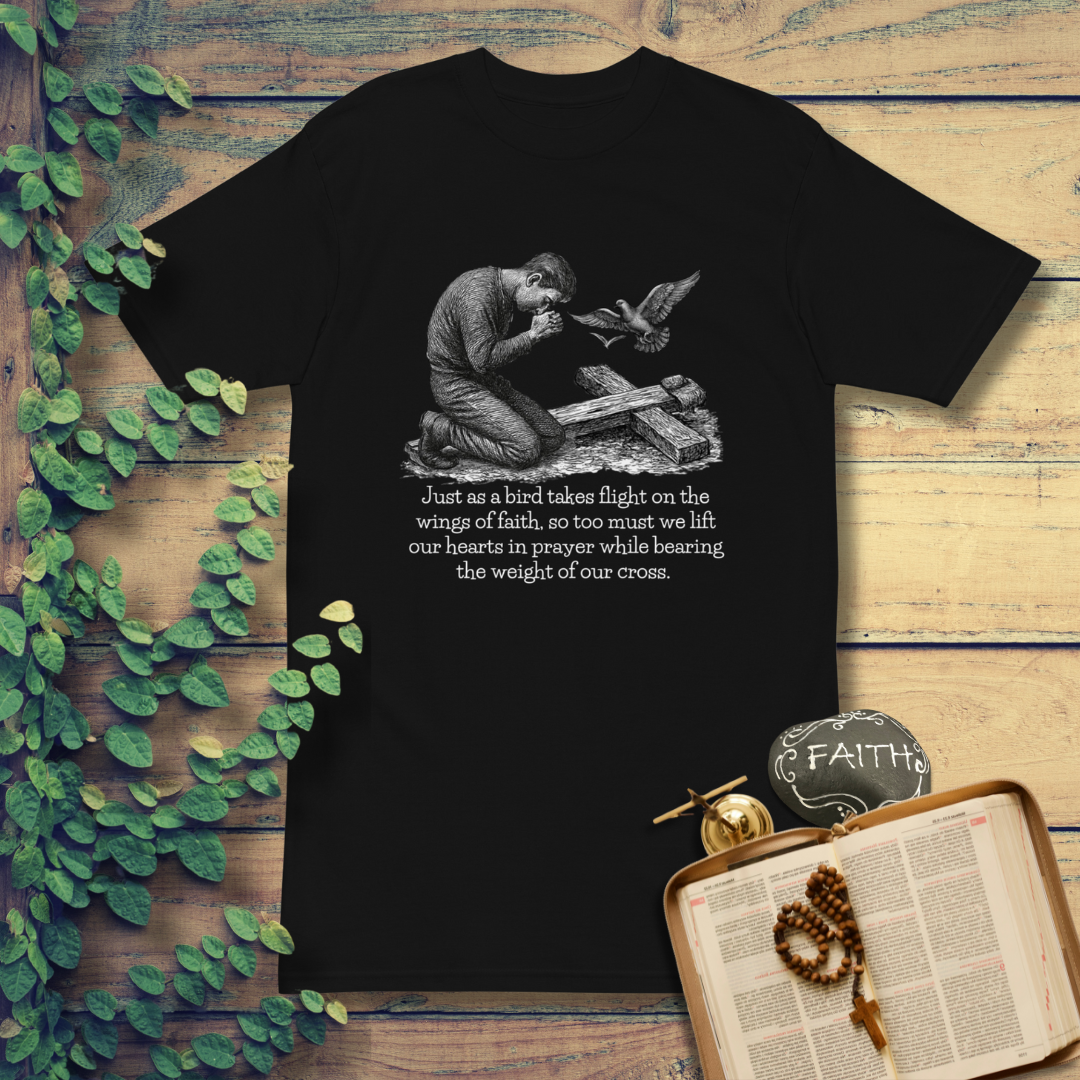 Men’s Premium Heavyweight Tee - Cotton Heritage - Dark (Lift Your Cross)