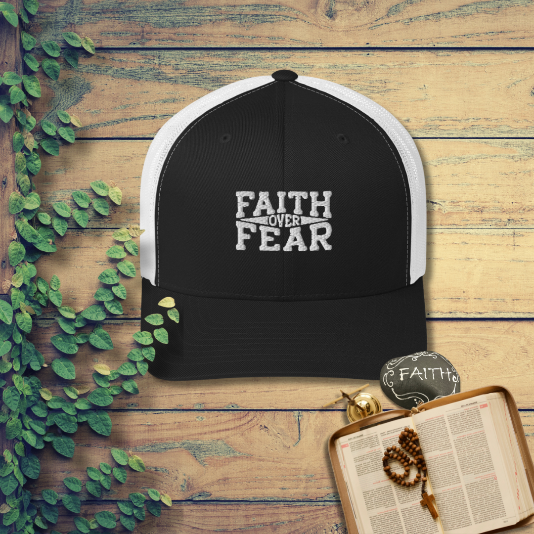 Retro Trucker Embroidered Cap (Faith Over Fear)