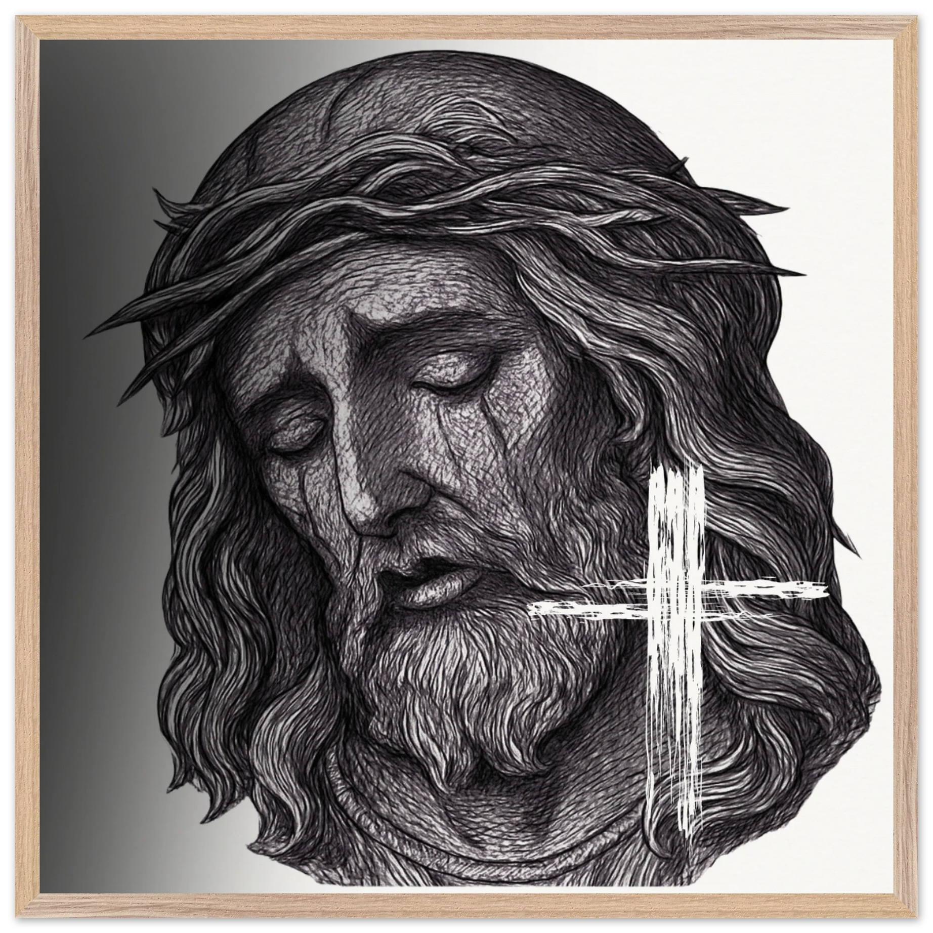 Wall Art Premium Wooden Framed Poster With Museum-Quality Matte Paper (Jesus is King) - 70x70 cm / 28x28″ / Wood frame