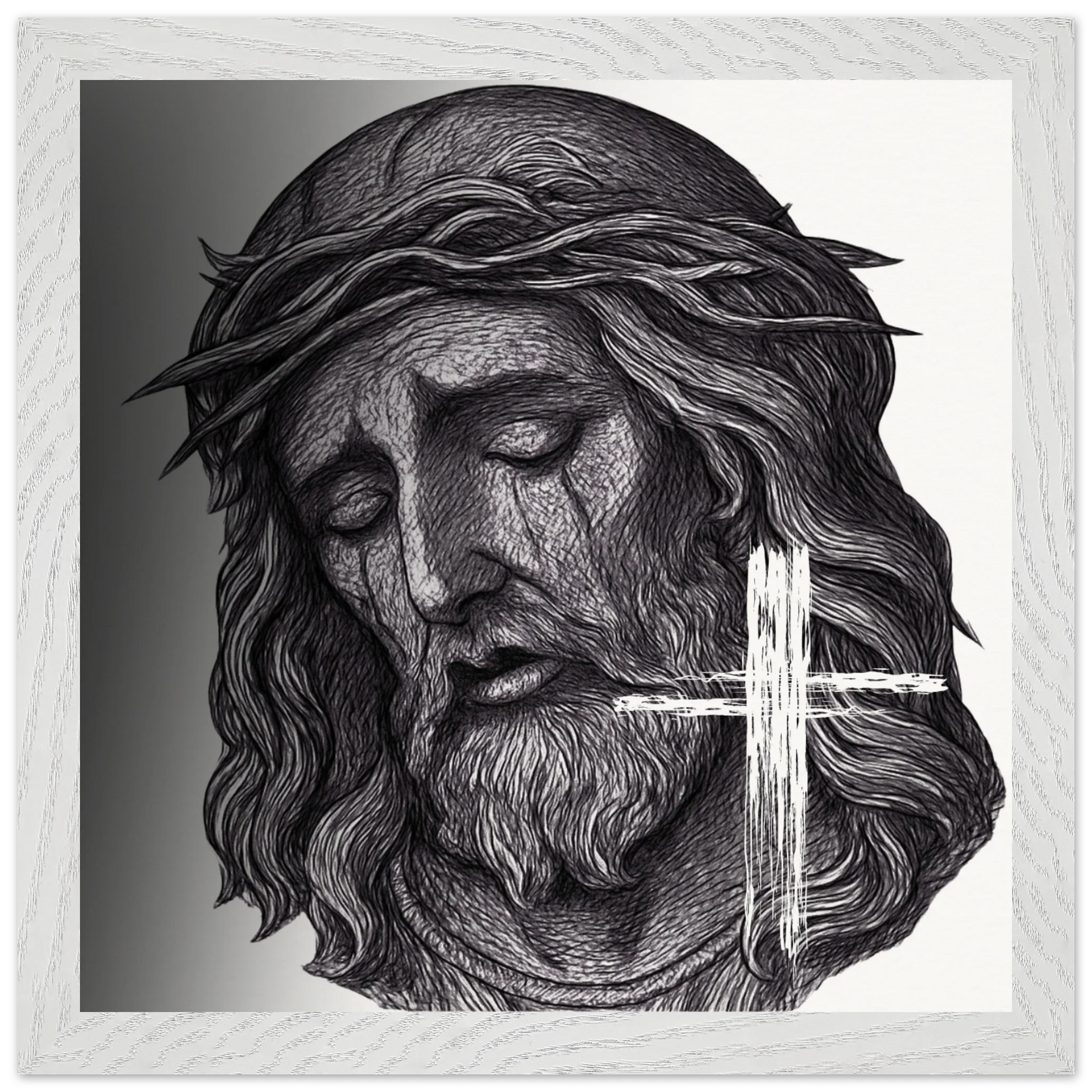 Wall Art Premium Wooden Framed Poster With Museum-Quality Matte Paper (Jesus is King) - 30x30 cm / 12x12″ / White frame