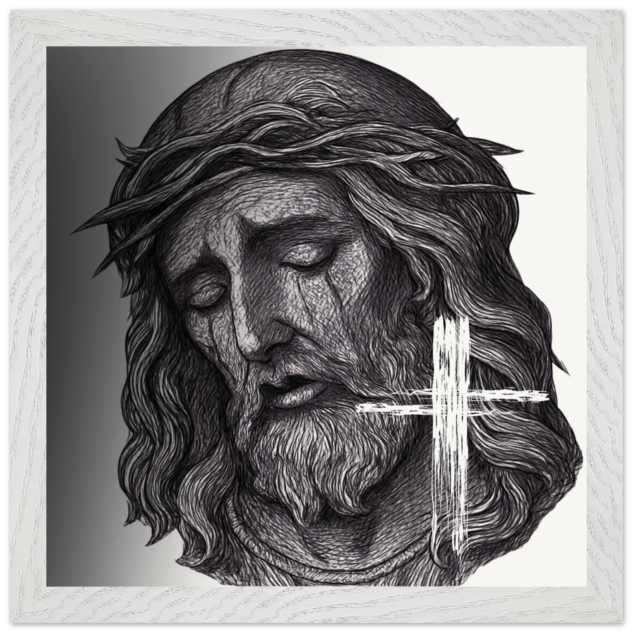 Wall Art Premium Wooden Framed Poster With Museum-Quality Matte Paper (Jesus is King) - 30x30 cm / 12x12″ / White frame