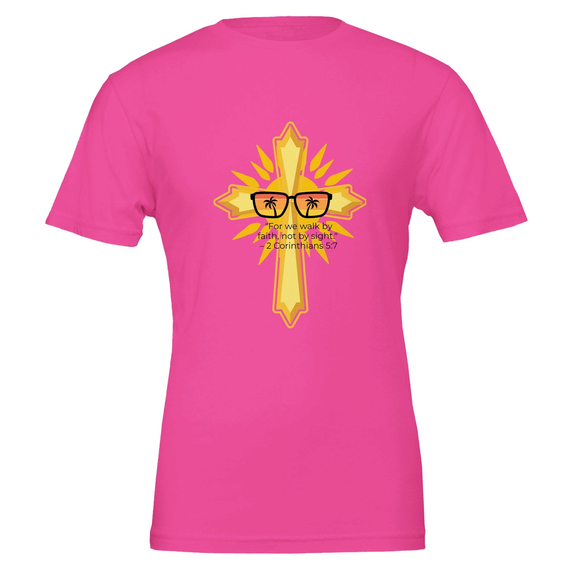 Unisex Premium Crewneck T-shirt - Light (2 Corinthians) - Charity Pink / S - Print Material