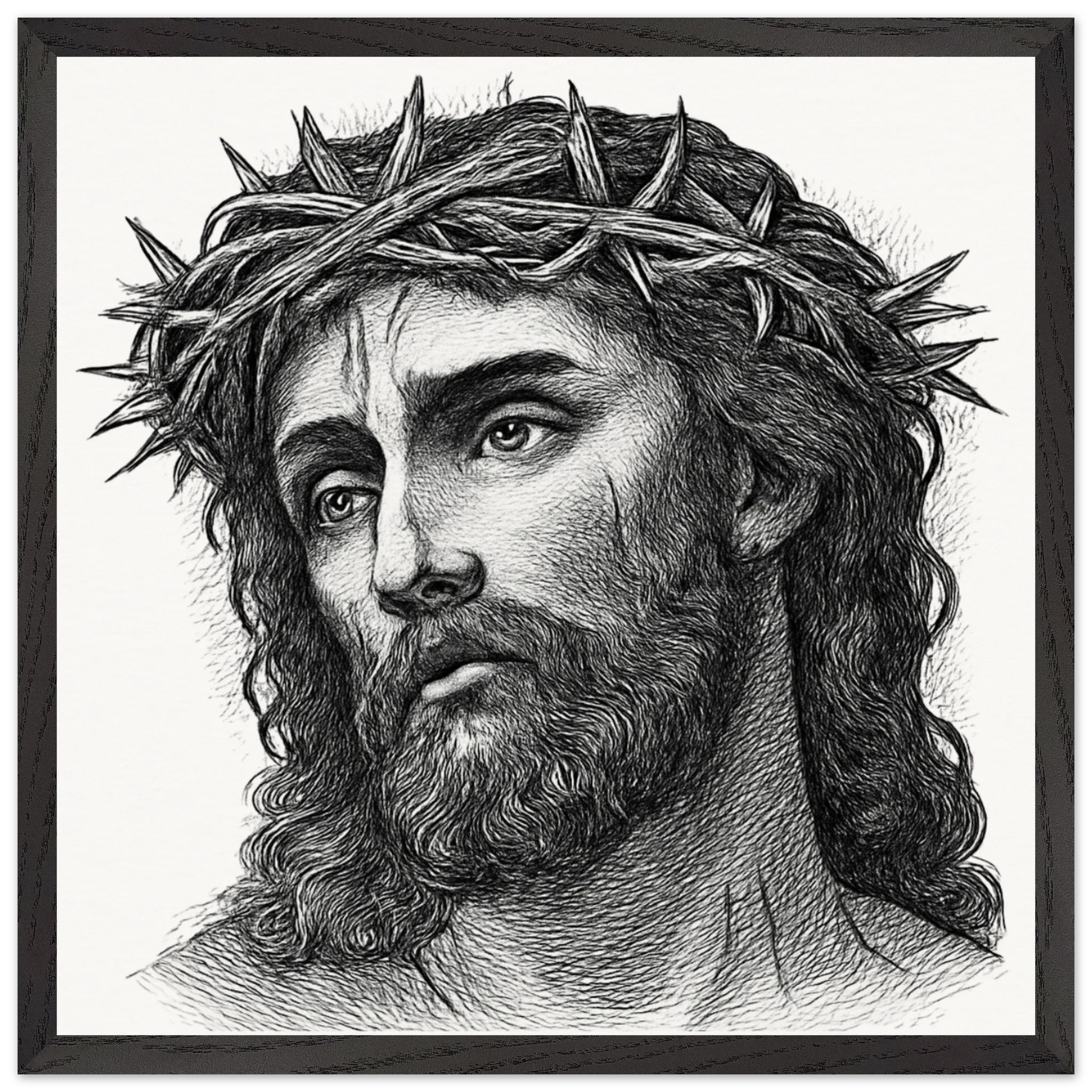 Wall Art Premium Wooden Framed Poster With Museum-Quality Matte Paper (Christ is my Saviour) - 50x50 cm / 20x20″