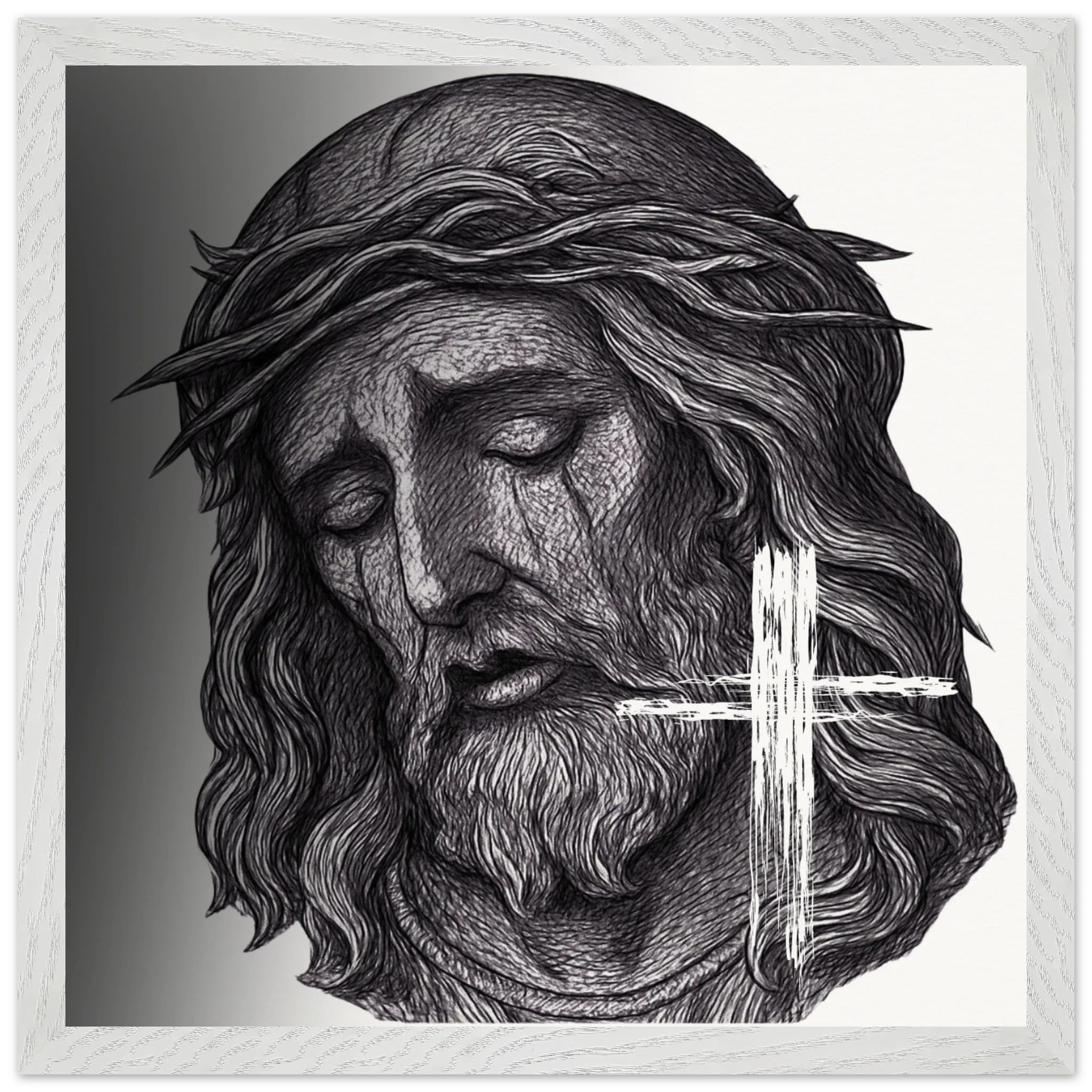 Wall Art Premium Wooden Framed Poster With Museum-Quality Matte Paper (Jesus is King) - 40x40 cm / 16x16″ / White frame