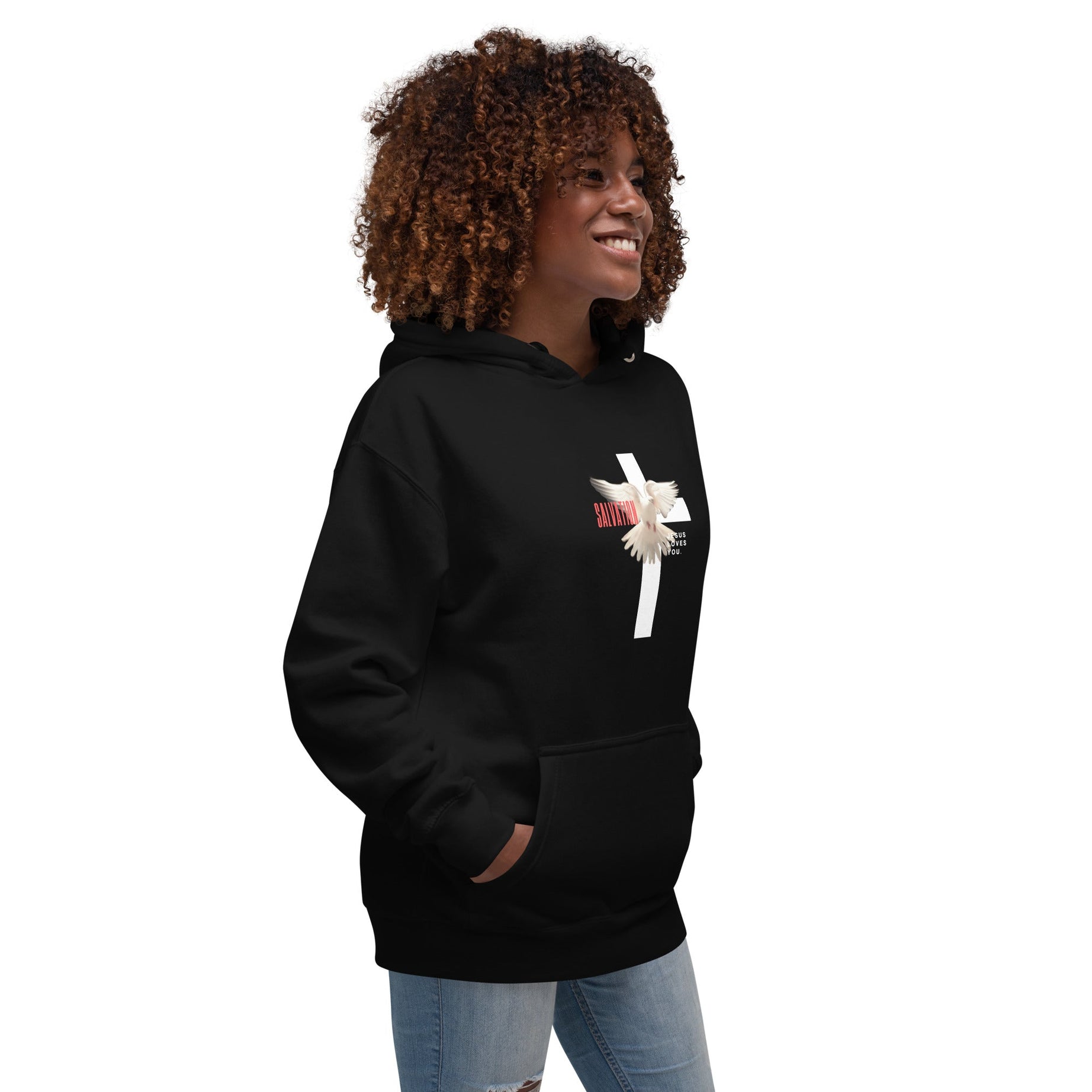 Unisex Premium Pullover Cotton Heritage Hoodie - Dark (Salvation Jesus Loves You)