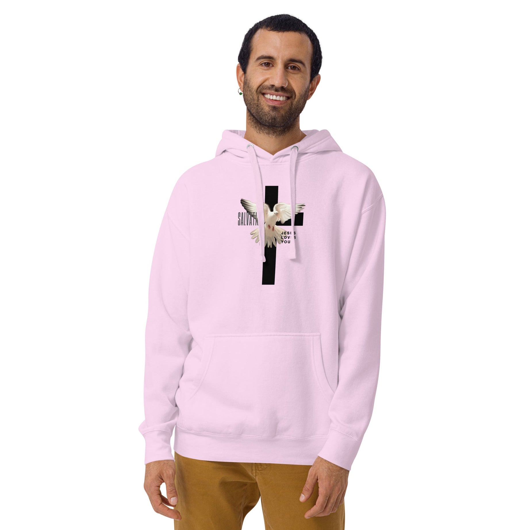Unisex Premium Pullover Cotton Heritage Hoodie - Light (Salvation Jesus Loves You)