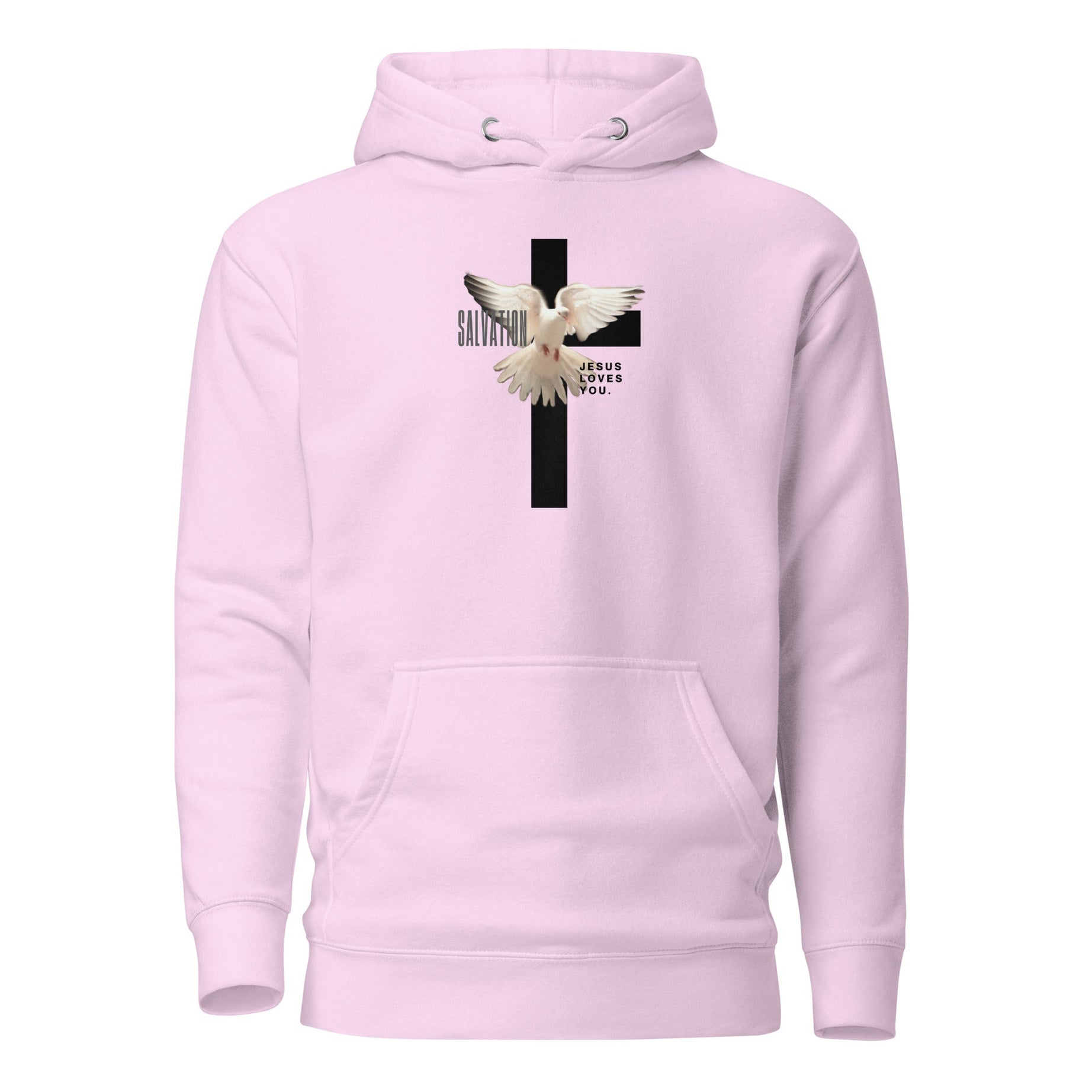 Unisex Premium Pullover Cotton Heritage Hoodie - Light (Salvation Jesus Loves You) - Lavender / S