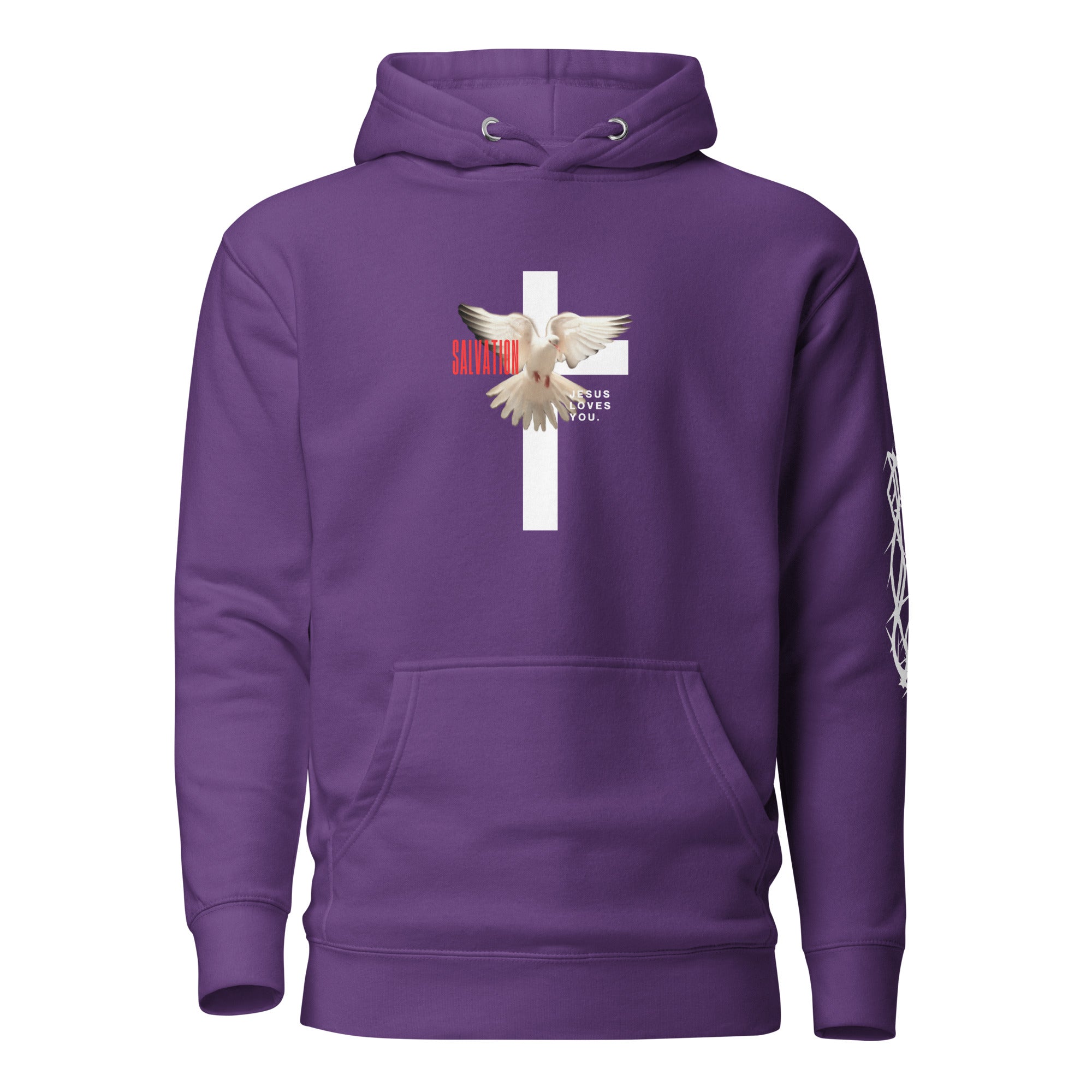 Unisex Premium Pullover Cotton Heritage Hoodie - Dark (Salvation Jesus Loves You) - Purple / S