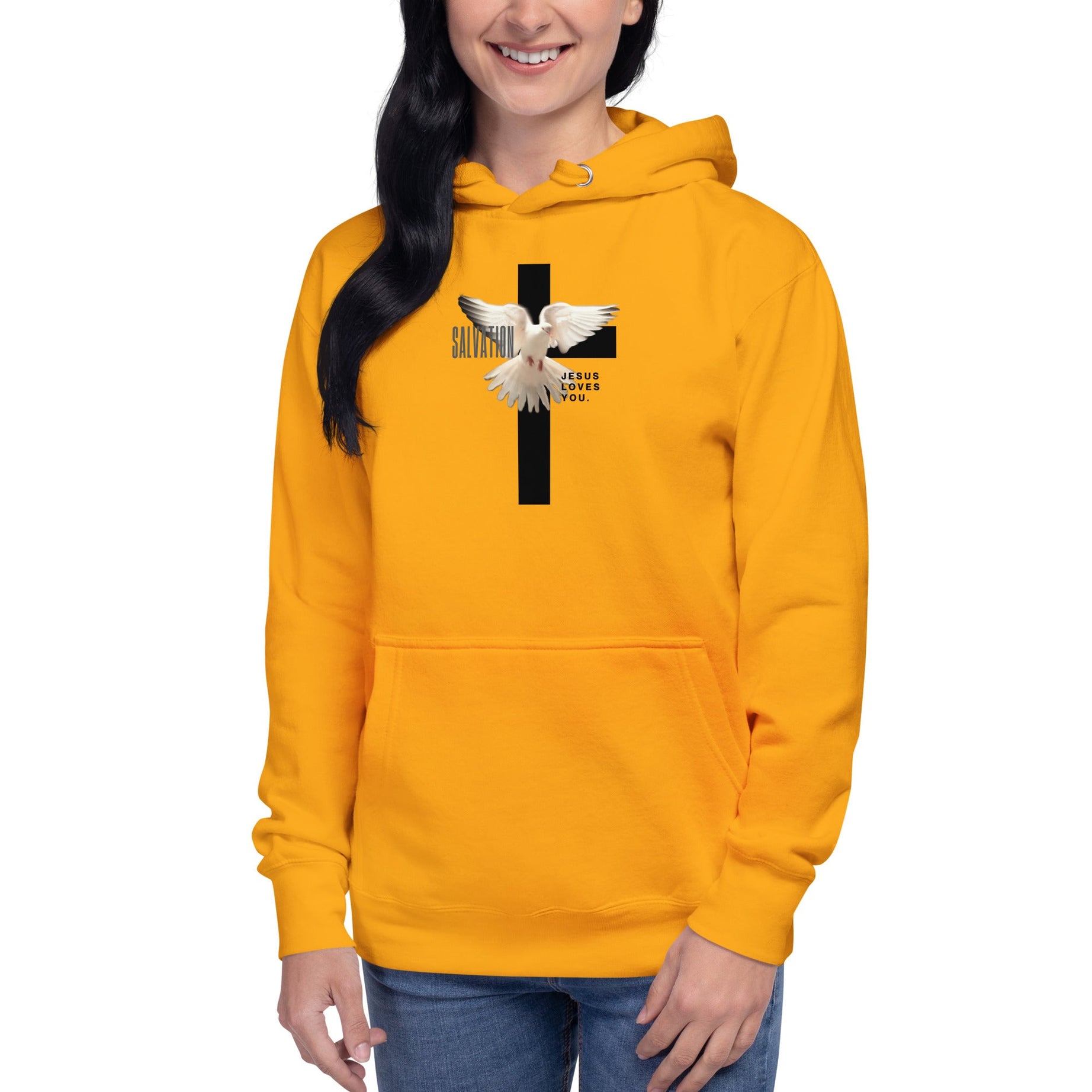Unisex Premium Pullover Cotton Heritage Hoodie - Light (Salvation Jesus Loves You)