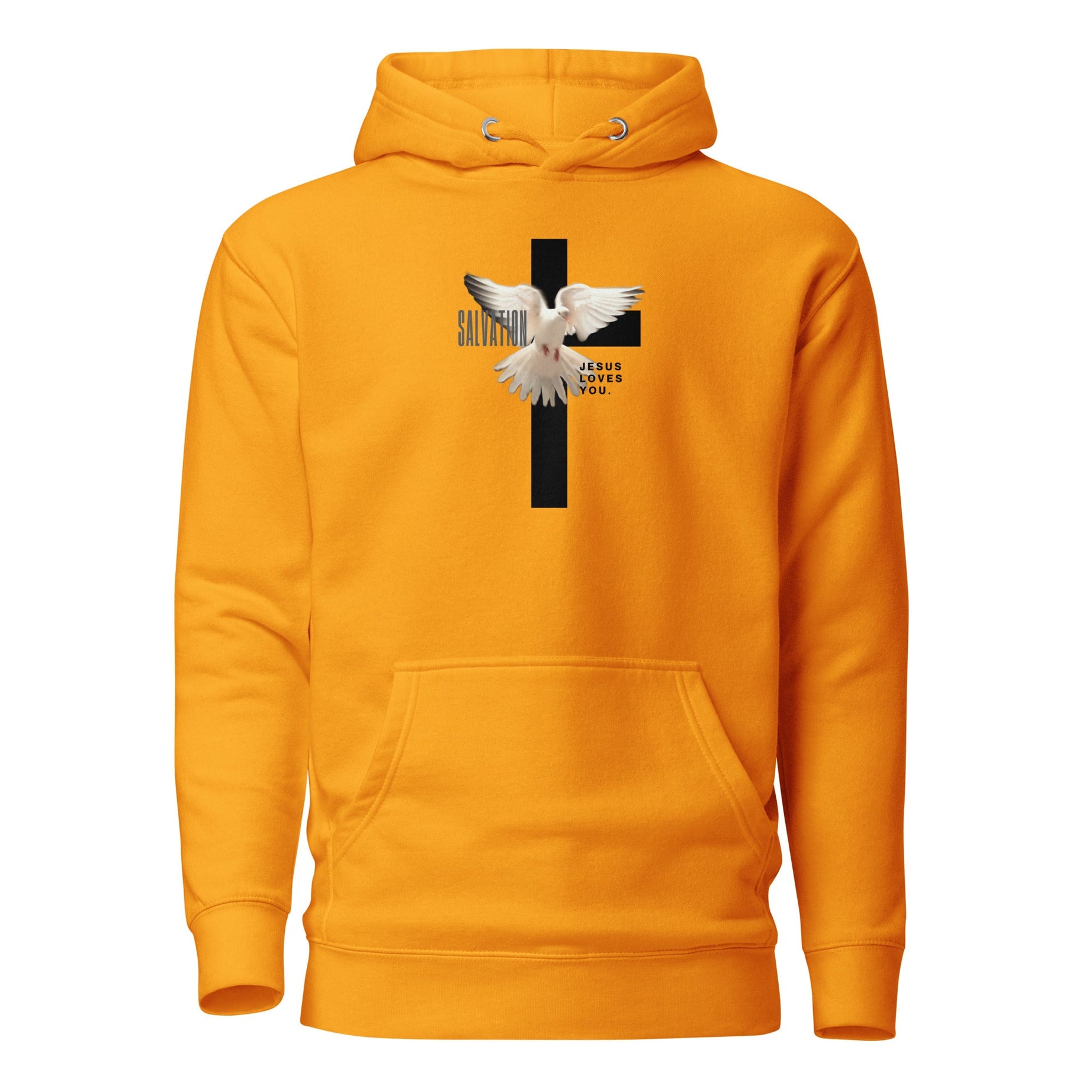 Unisex Premium Pullover Cotton Heritage Hoodie - Light (Salvation Jesus Loves You) - Team Gold / S