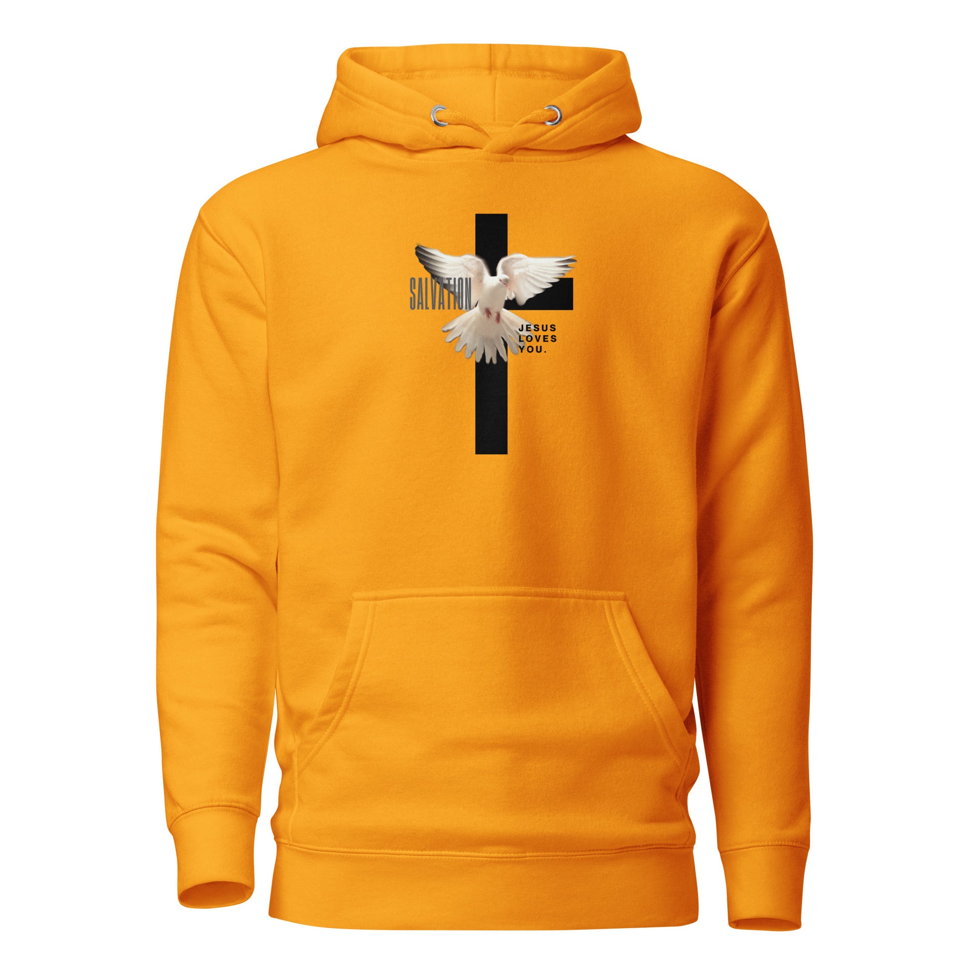 Unisex Premium Pullover Cotton Heritage Hoodie - Light (Salvation Jesus Loves You) - Team Gold / S