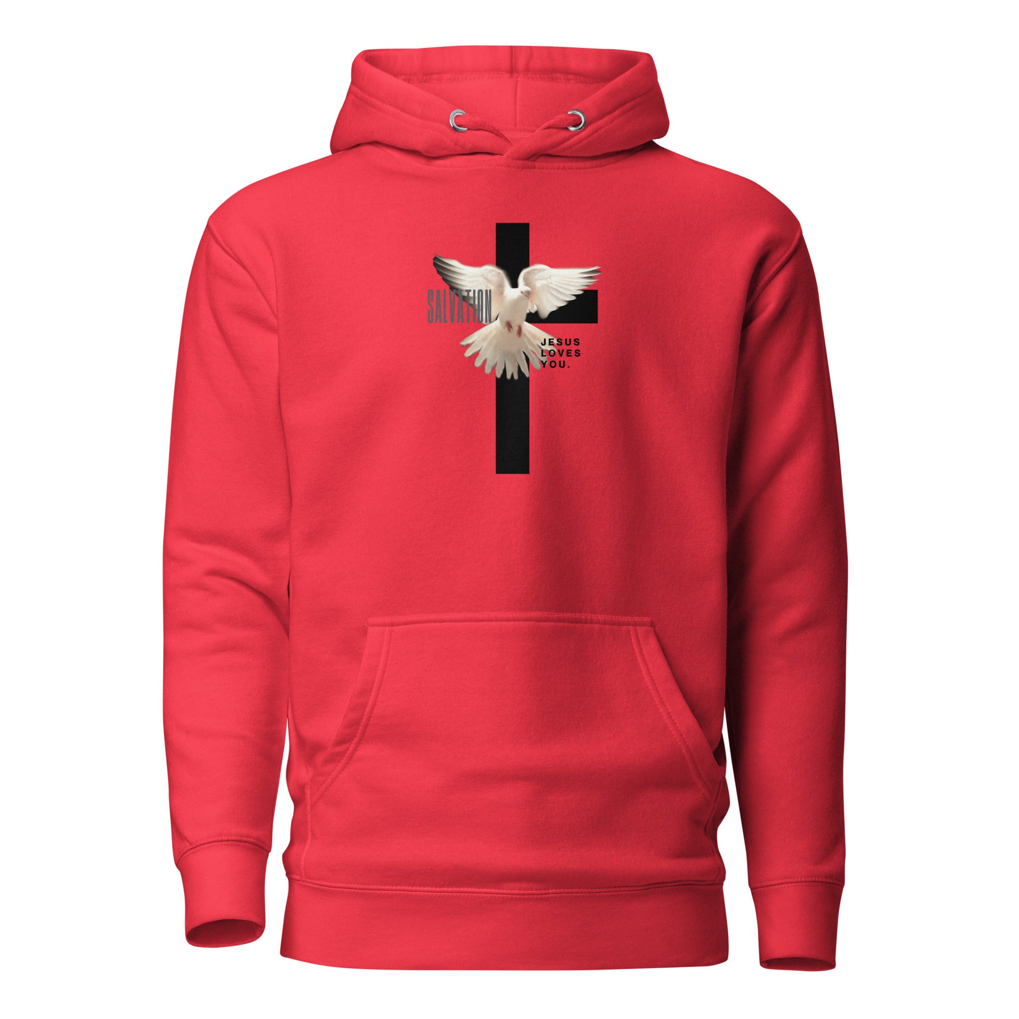 Unisex Premium Pullover Cotton Heritage Hoodie - Light (Salvation Jesus Loves You) - Team Red / S