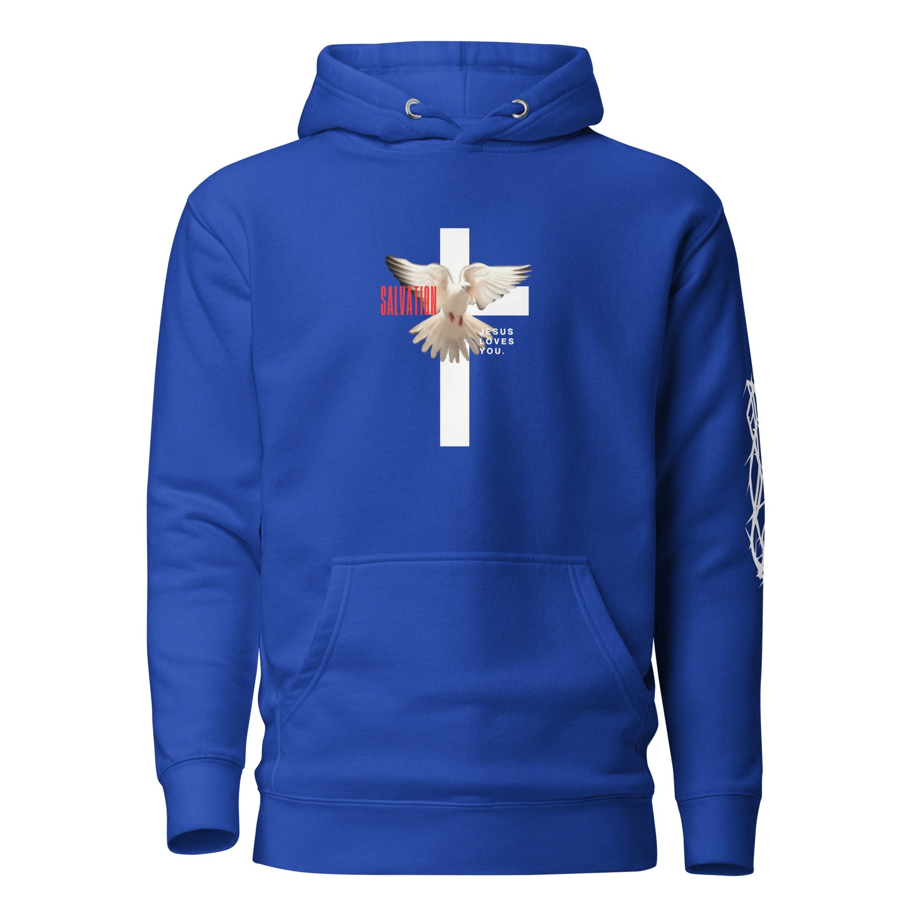 Unisex Premium Pullover Cotton Heritage Hoodie - Dark (Salvation Jesus Loves You) - Team Royal / S