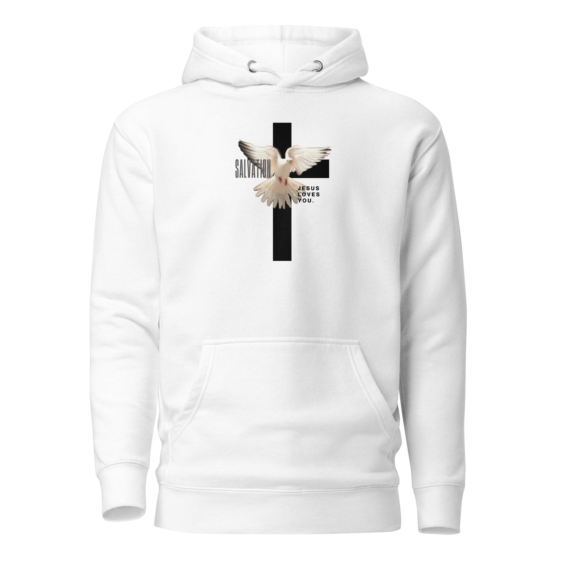 Unisex Premium Pullover Cotton Heritage Hoodie - Light (Salvation Jesus Loves You) - White / S